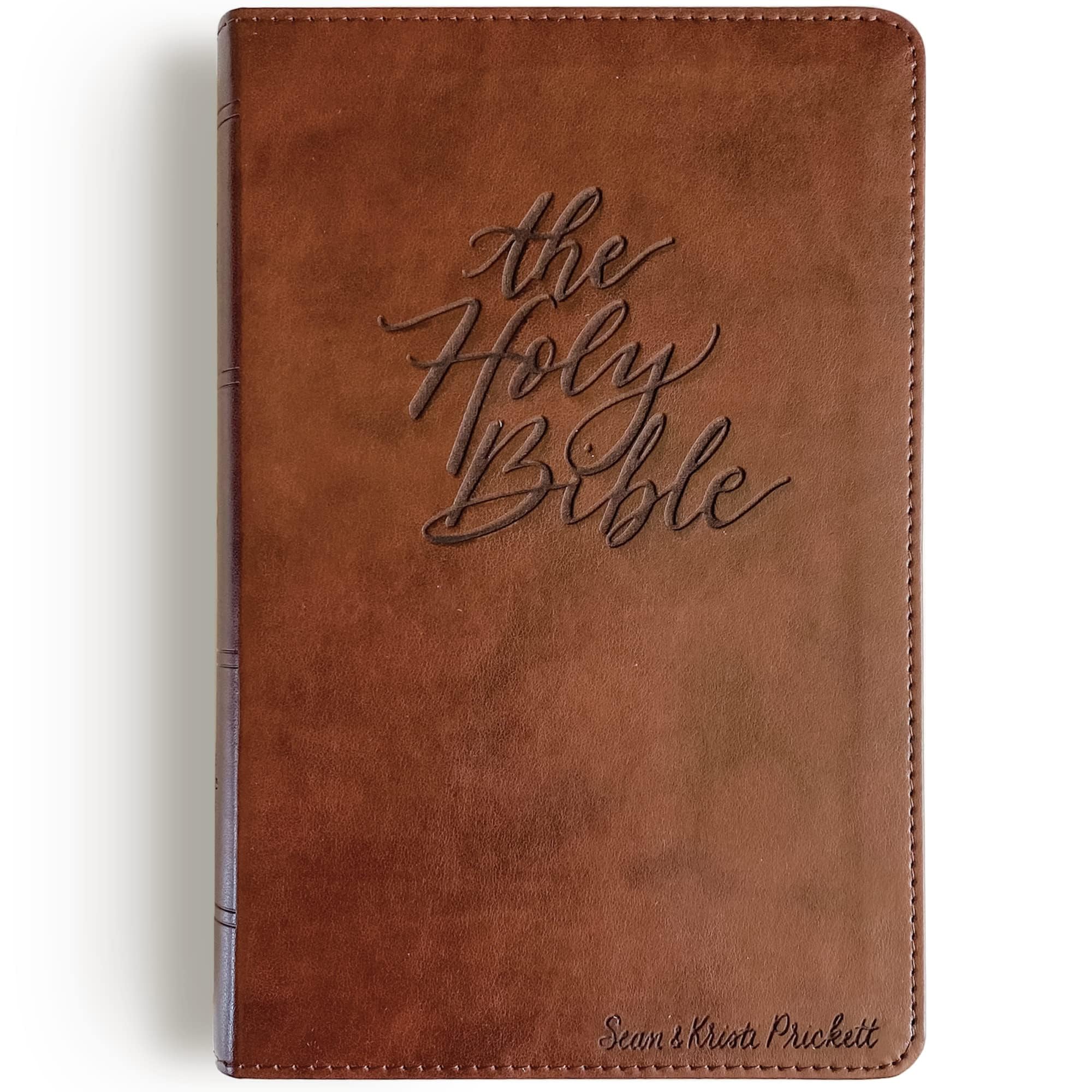 Hand Lettered and Laser Engraved ESV Large Print Bible, Red Letter, Brown Cover, Includes Option to add Engraved Name, Personalized Gift for Wedding, Baptism, Graduation or Birthday…