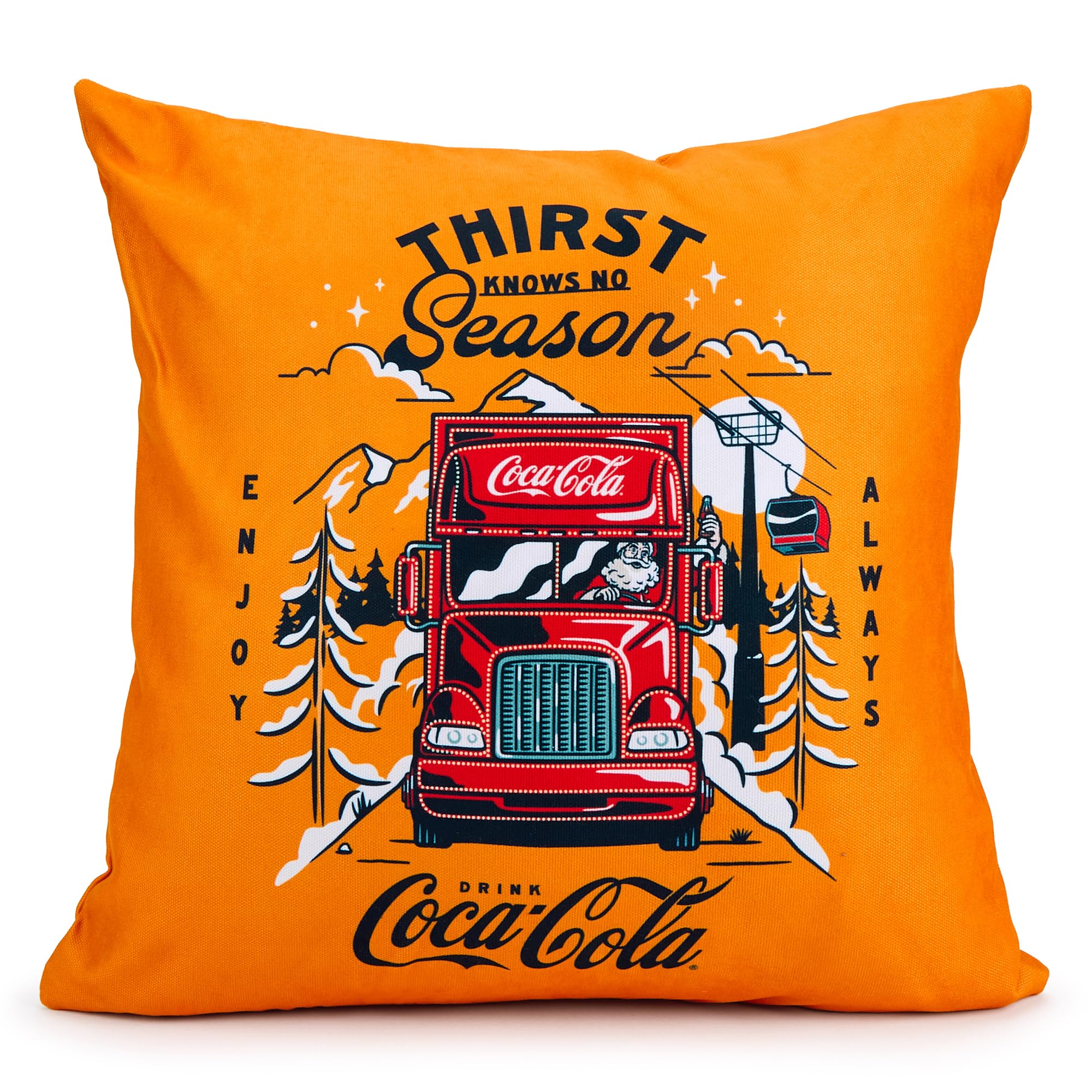 Coca-Cola Festive Cushion Cover – Dual-Sided 'Happy Holidays' & Iconic Truck Design – Officially Licensed, Velvet Feel, 40x40cm