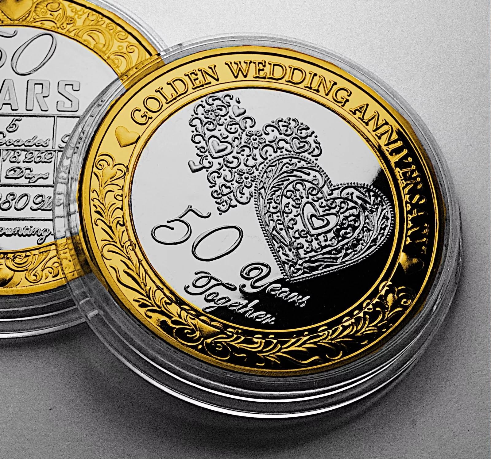 The Commemorative Coin Company Gold & Silver 50Th Golden Wedding Anniversary Dual Metal Commemorative. Husband/Wife/Couple 50 Years Together Gift/Present/Token/Love