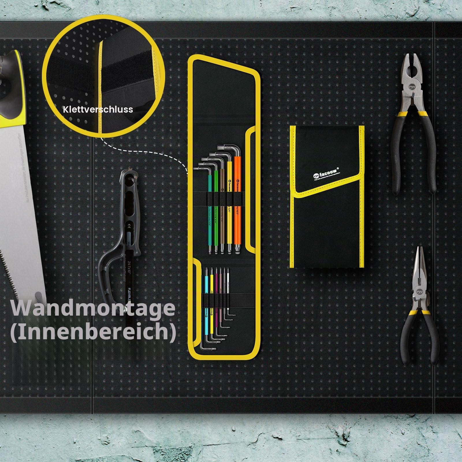 Facoow Inbusschlüssel-Sets, 26-teiliges Sechskantschlüssel-Set in voller Größe (metrisch und SAE), mit Tragetasche, robuster, extra langer Arm, Inbusschlüssel-Sets, Kugelkopf-Inbusschlüssel, farbiges
