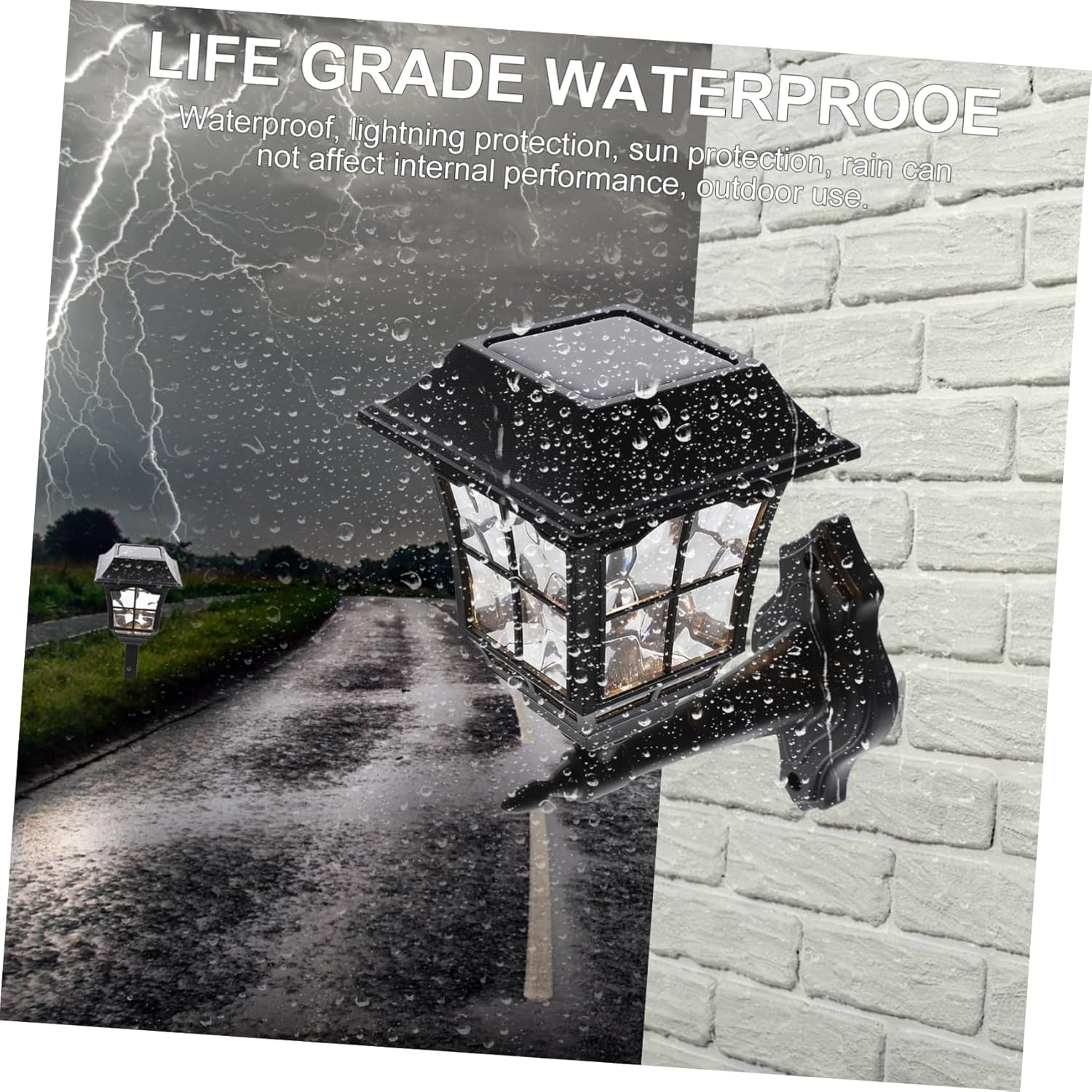 POPETPOP 2pcs Waterproof Solar Wall Lights for Garden Pathway LED Outdoor Solar Lamps Dual Function for Yard and Patio Decor Energy-Saving Lighting