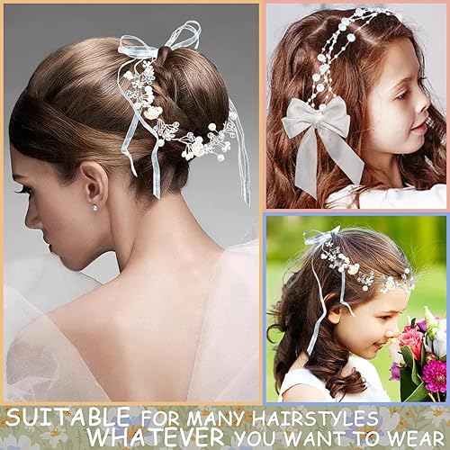 Miniatura 3 de 2 tocados de flores de boda para niñas, diadema de princesa, accesorios para el cabello, tiaras de corona para mujeres, tocados para bodas, fiestas,