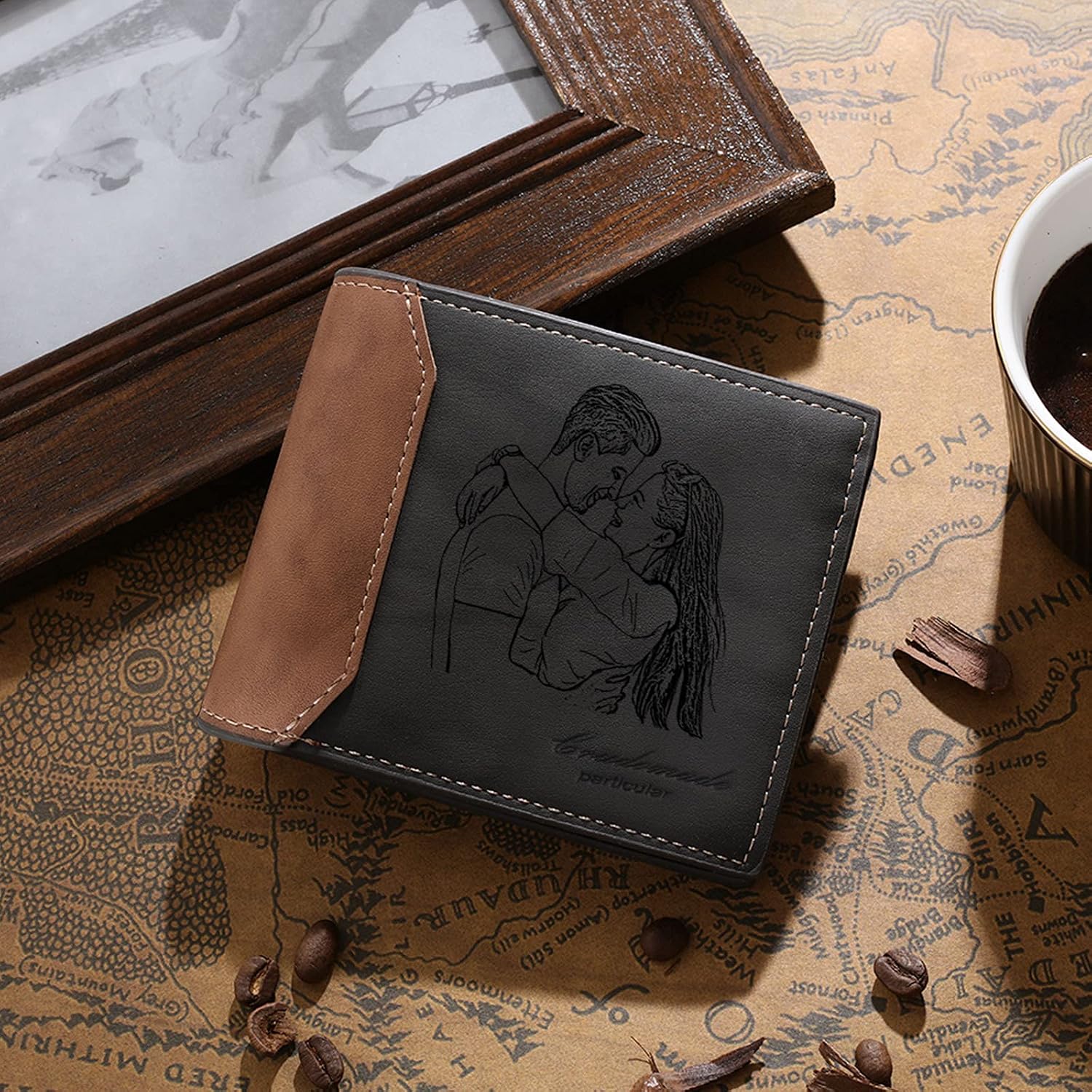 lagofit Personalized Photo Wallets for Men Custom Wallets for Men with Picture Engraved Text Wallet Gifts for Dad, Husband, Boyfriend, Fathers
