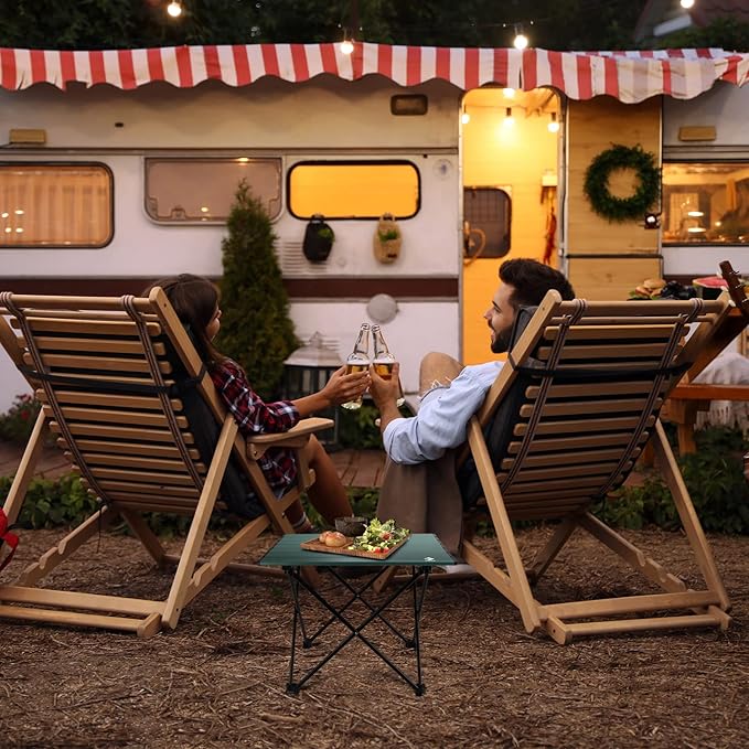 VILLEY Folding Camping Table, Portable Camp Table, Ultralight Aluminum Compact Side Table, Foldable Lightweight Table with Carry Bag for Outdoor Cooking, Picnic, Beach, Travel, Indoor - Green