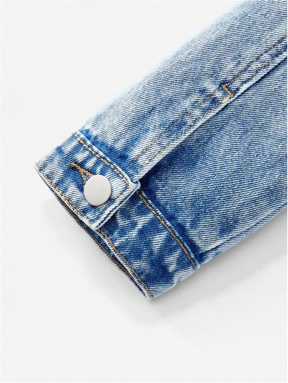 BEAUDRM Girl's Denim Jacket Button Down Long Sleeve Jean Outerwear Coat Streetwear