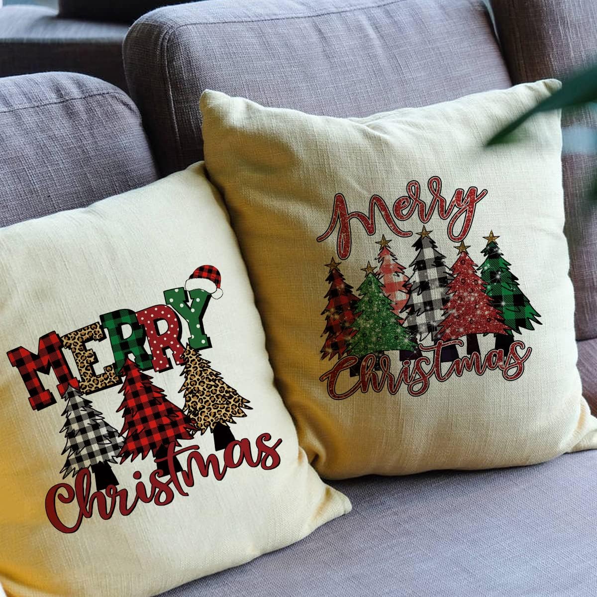 BYNYTO Christmas Heat Transfer Vinyl HTV Iron on for T-Shirts Classic Buffalo Plaid Iron Patches Black Red Green Xmas Appliques with Deer Letter Tree Elk Car Truck Leopard Design DIY Decals 6 Sheets