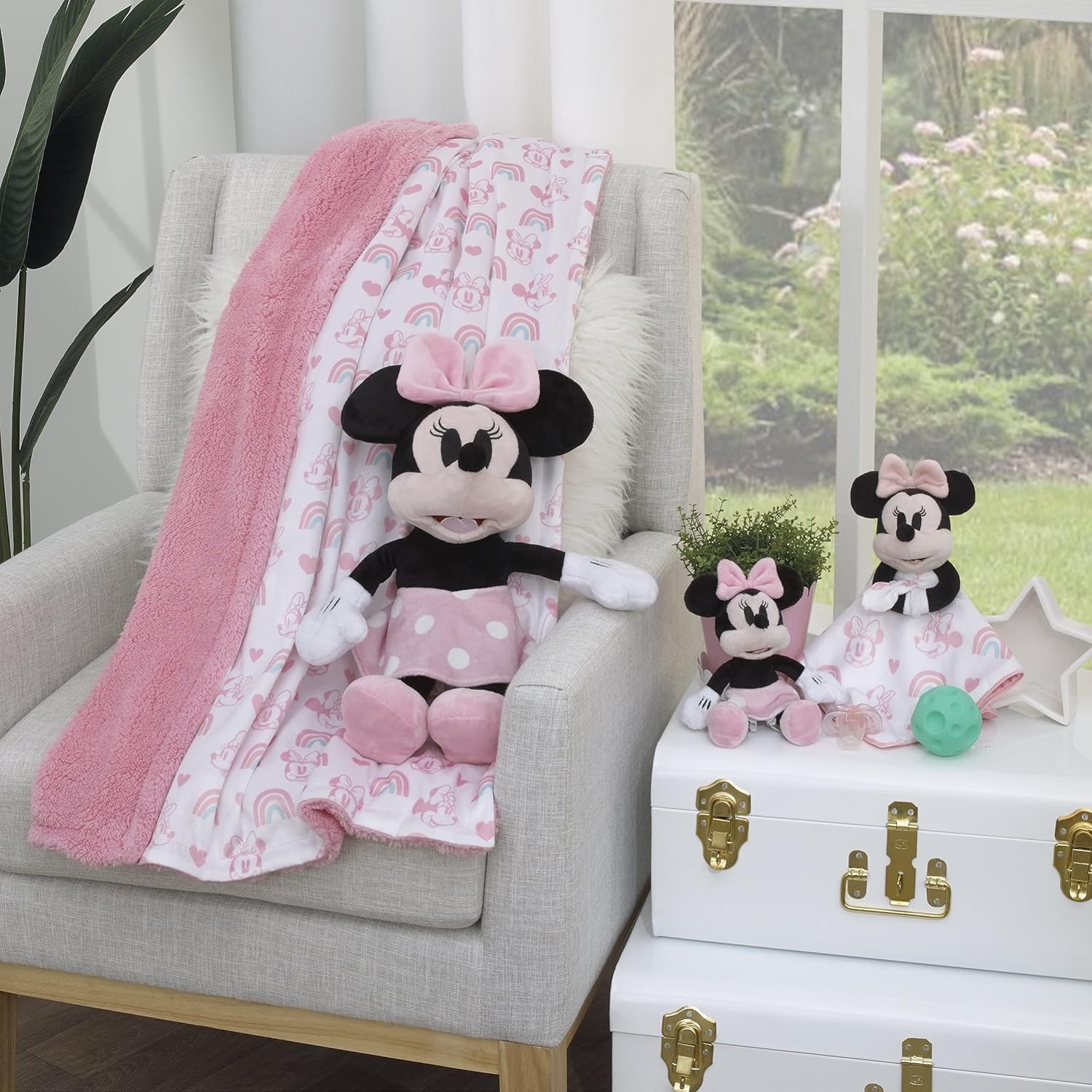 Disney Minnie Mouse Black, White, and Pink Plush