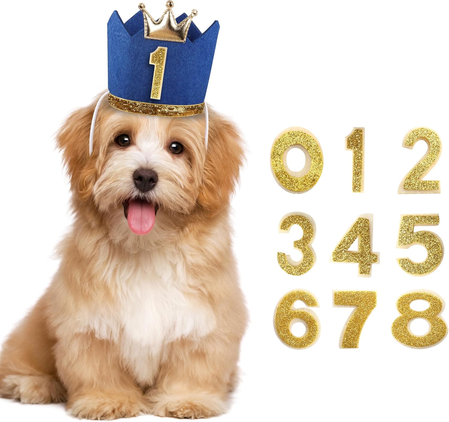 YAODHAOD Crown Dog Birthday Hat Girl Boy Reusable Birthday