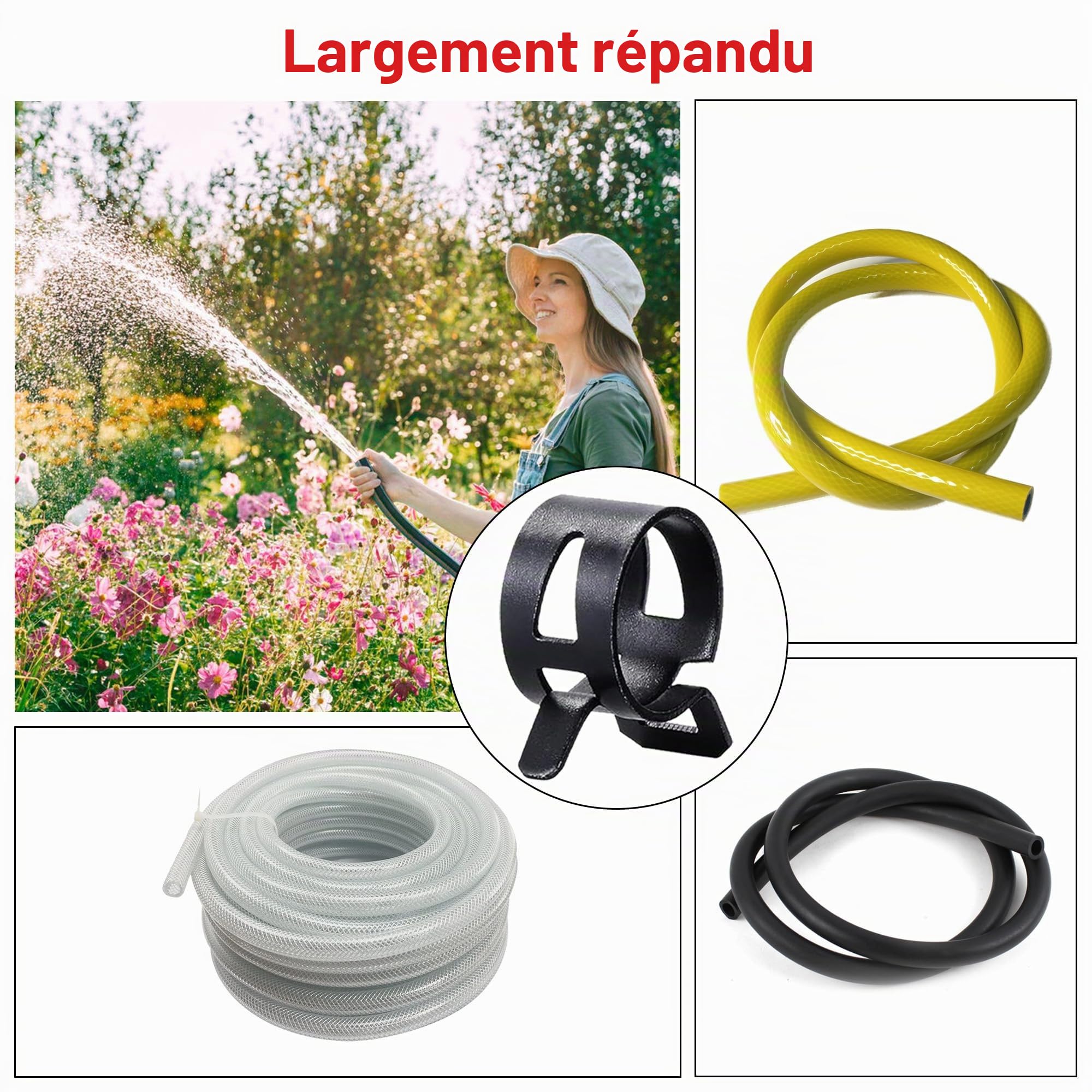300 Pcs Collier de Serrage Durite, Kit Assortiment 5-18mm en Acier Zingué Haute Résistance avec Pince Spéciale, Collier à Ressort pour Tuyau Carburant, Moto, Voiture, Tuyau d'Arrosage