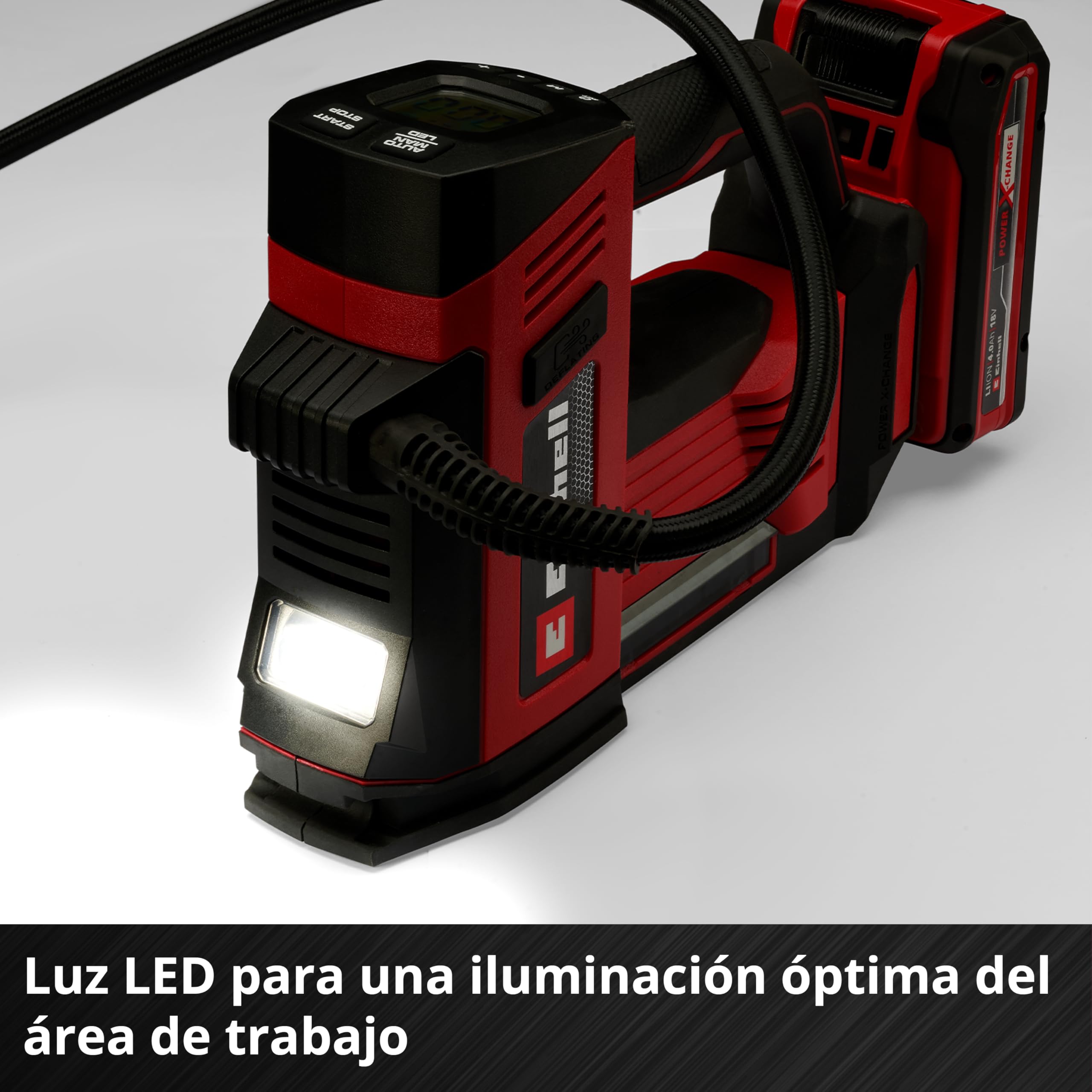 Einhell compresor de coche con batería CE-CC 18/23 D Li-Solo Power X-Change (18 V, máx. 11 bar, manómetro digital con pantalla digital LCD, función de desconexión automática, sin batería)