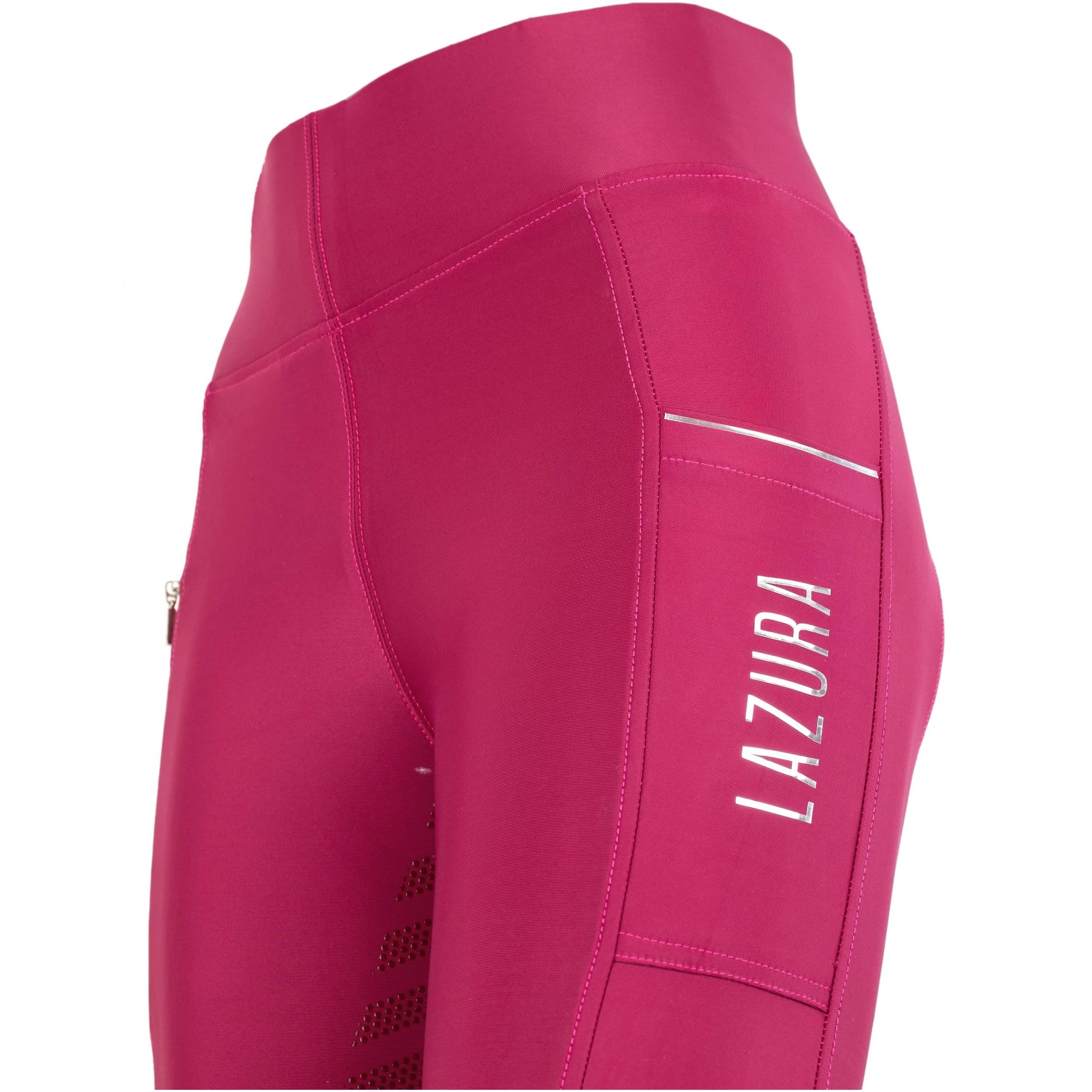 Lazura - Reitleggings für Damen Fenja | Vollbesatz aus Silikon | Reithose mit 2 seitlichen Handytaschen | Vollbesatzreithose in Burgundy | Reitbekleidung in Größe 36/38