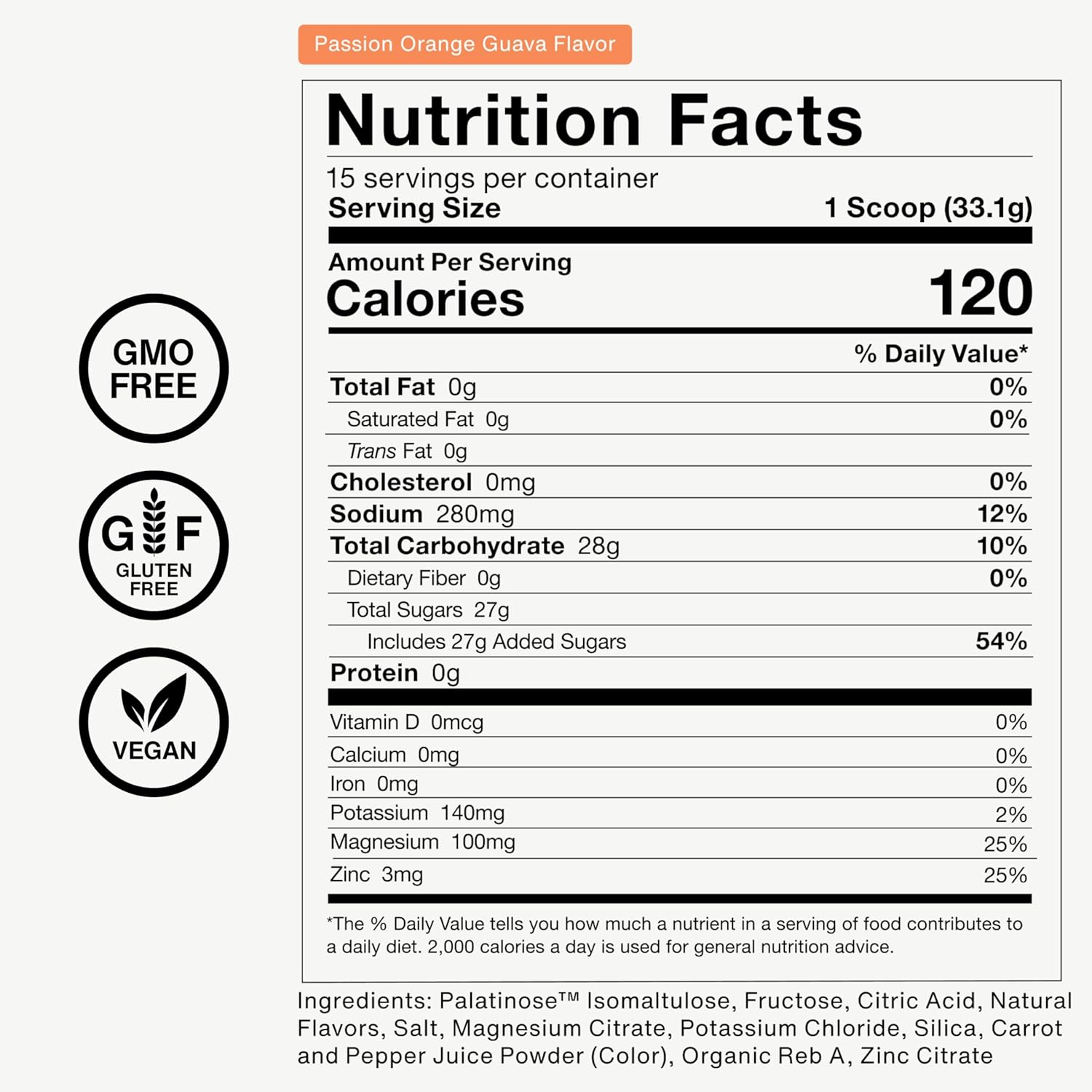 Momentous Fuel Intra-Workout Energy & Hydration Drink Mix - Powder for Sustained Energy During Workouts - NSF Certified for Sport - GMO- & Gluten-Free - 15 Servings - Passion Orange Guava