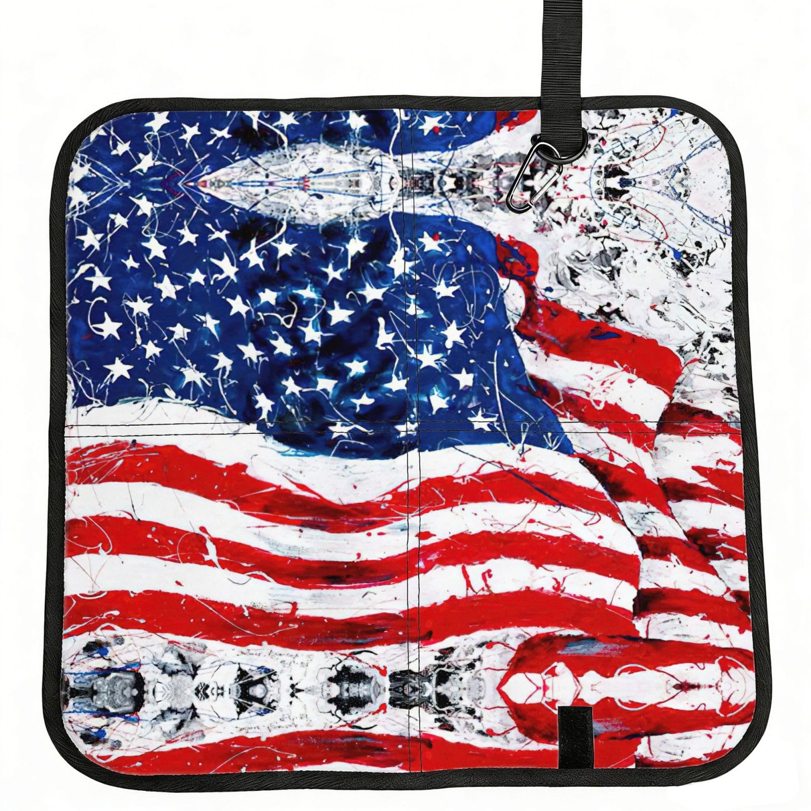 SDEGTHO US Flag Printed Foldable Seat Pad with Closure, Lightweight Cushion for Airplane Travel Camping