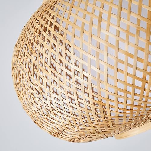 Miniatura 8 de Aeyee Lámpara colgante de bambú para colgar en cesta, 1 lámpara de araña elegante de ratán para cocina, isla de guardería (19 pulgadas)