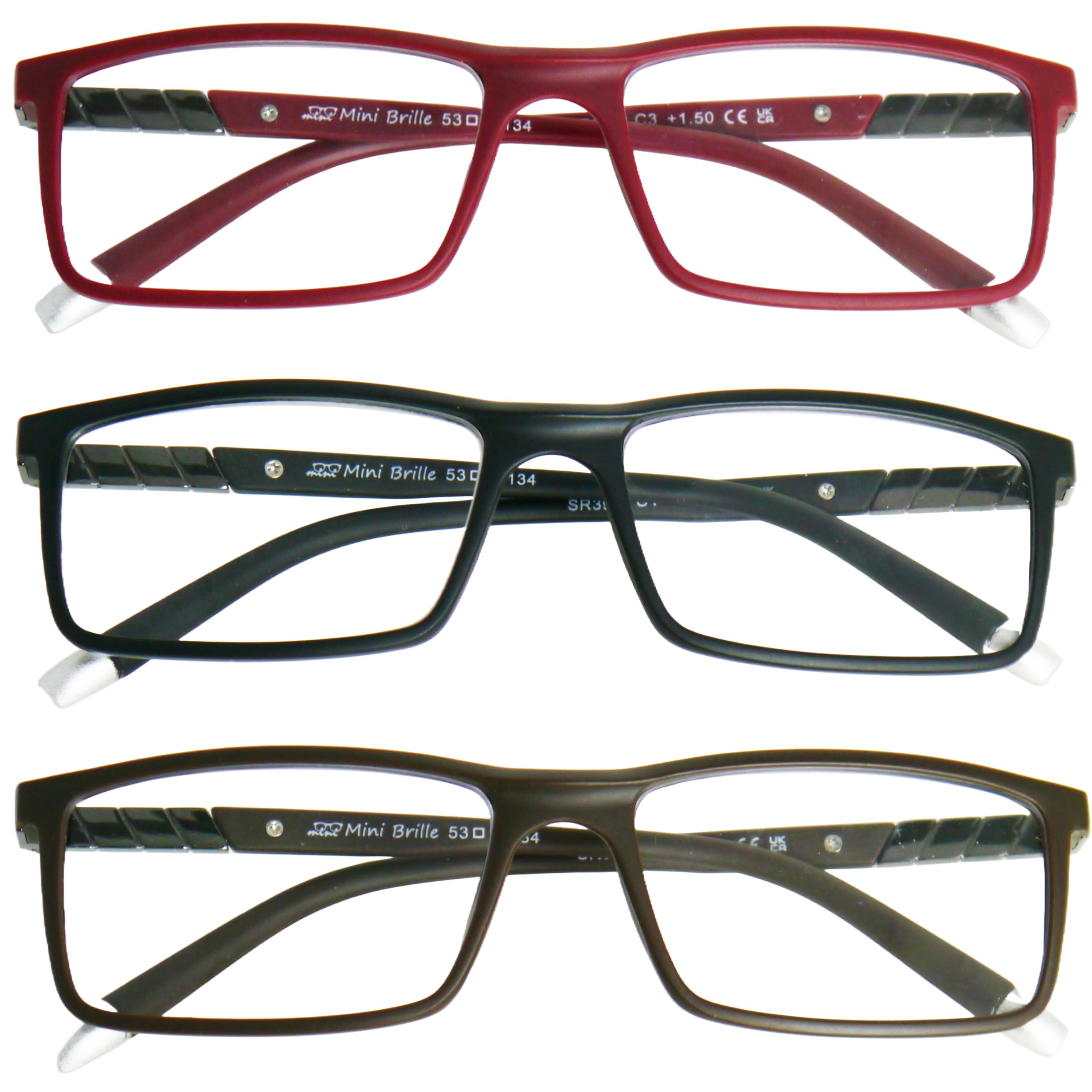 Mini Brille Anti-Blaulicht 3er-Set: Stilvolle Blaulichtfilter-Brillen für Damen & Herren – Rechteckig, Leicht, Schutz vor Bildschirmlicht & UV-Strahlen