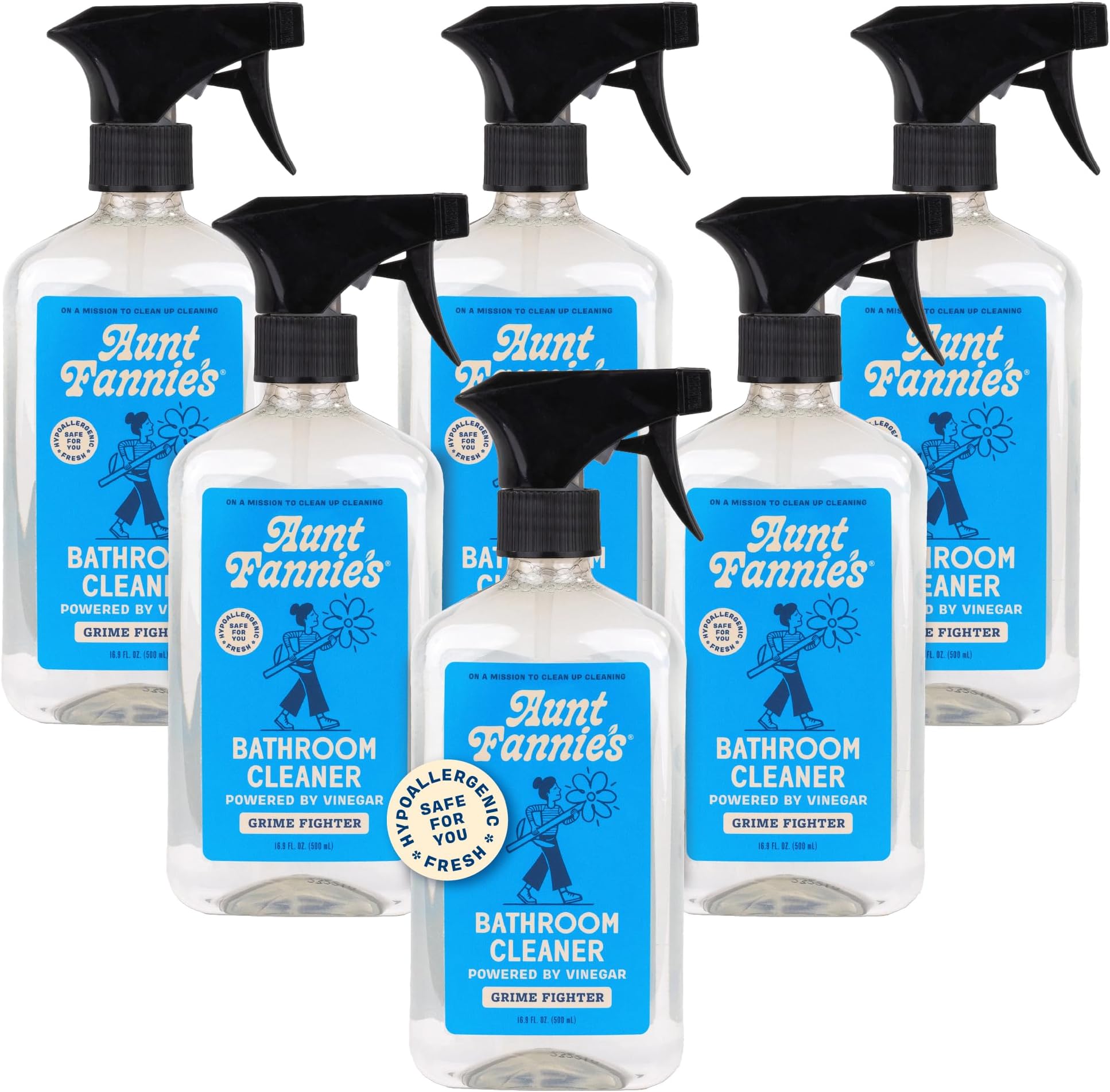 All Purpose Bathroom Cleaner Vinegar Spray for Shower, Tub, Toilet, Tile, Sink and Fixtures, 16.9 Ounces (Pack of 6)