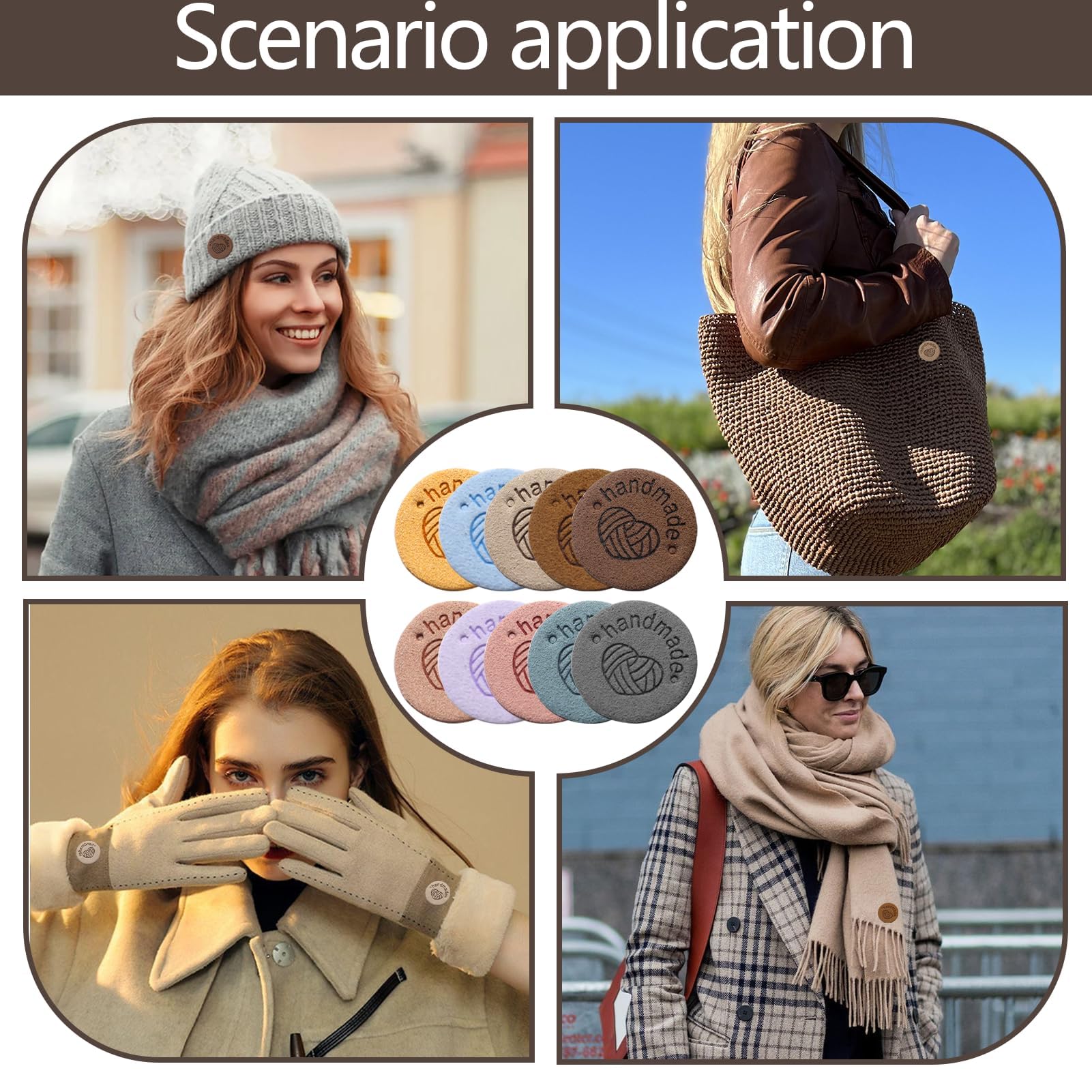 Guduling Lot De 50 étiquettes à Coudre Faites à La Main Pour Tricot, Couture, Vêtements, Chapeaux, écharpes, Jeans DIY, Sacs (5 Styles