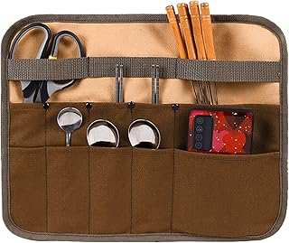 Chefs Knife Roll Bag,10 Slot Waxed Canvas Chef Bag Knife Storage Roll Bag,Knife Case Storage Tote,Portable Knife Bag Cultery Storage Holder Travel Knife Roll Pouch Storage Bag for Men Pro Chef