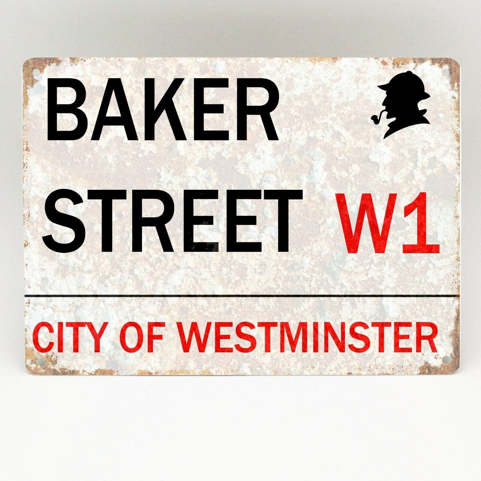 Inga Baker Street Metal Sign London Vintage Retro Sherlock Holmes Plaque Novelty 221B Street Metal Tin Sign/Retro Decor Plaque 8X12 inch