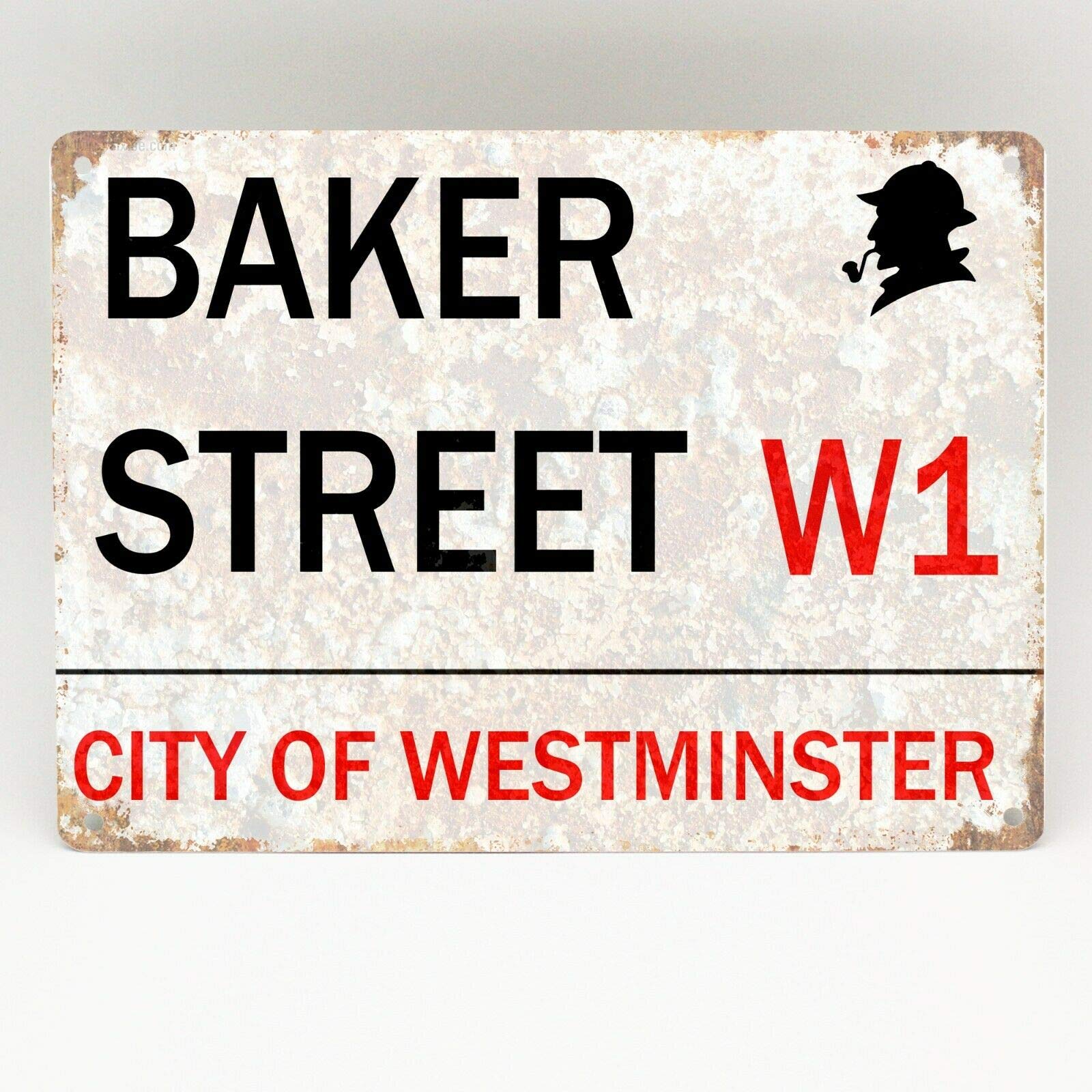 Inga Baker Street Metal Sign London Vintage Retro Sherlock Holmes Plaque Novelty 221B Street Metal Tin Sign/Retro Decor Plaque 8X12 inch
