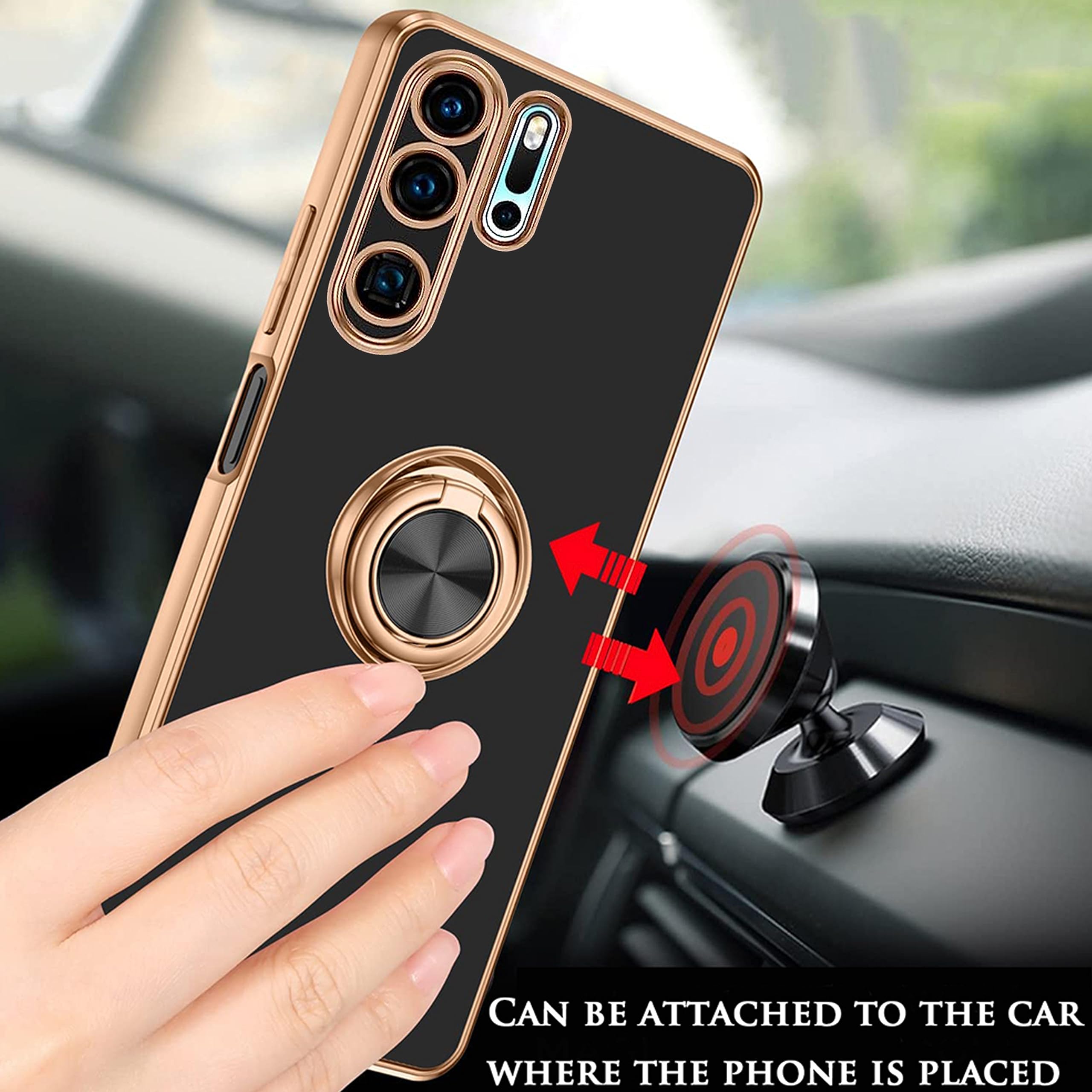 Ptny Custodia Trasparente per Huawei P30 Pro Cover con Anello, Ring Cavalletto Rotante a 360 Gradi, Ultra Sottile Antiurto TPU Silicone Morbido Protettiva Case per Huawei P30 Pro