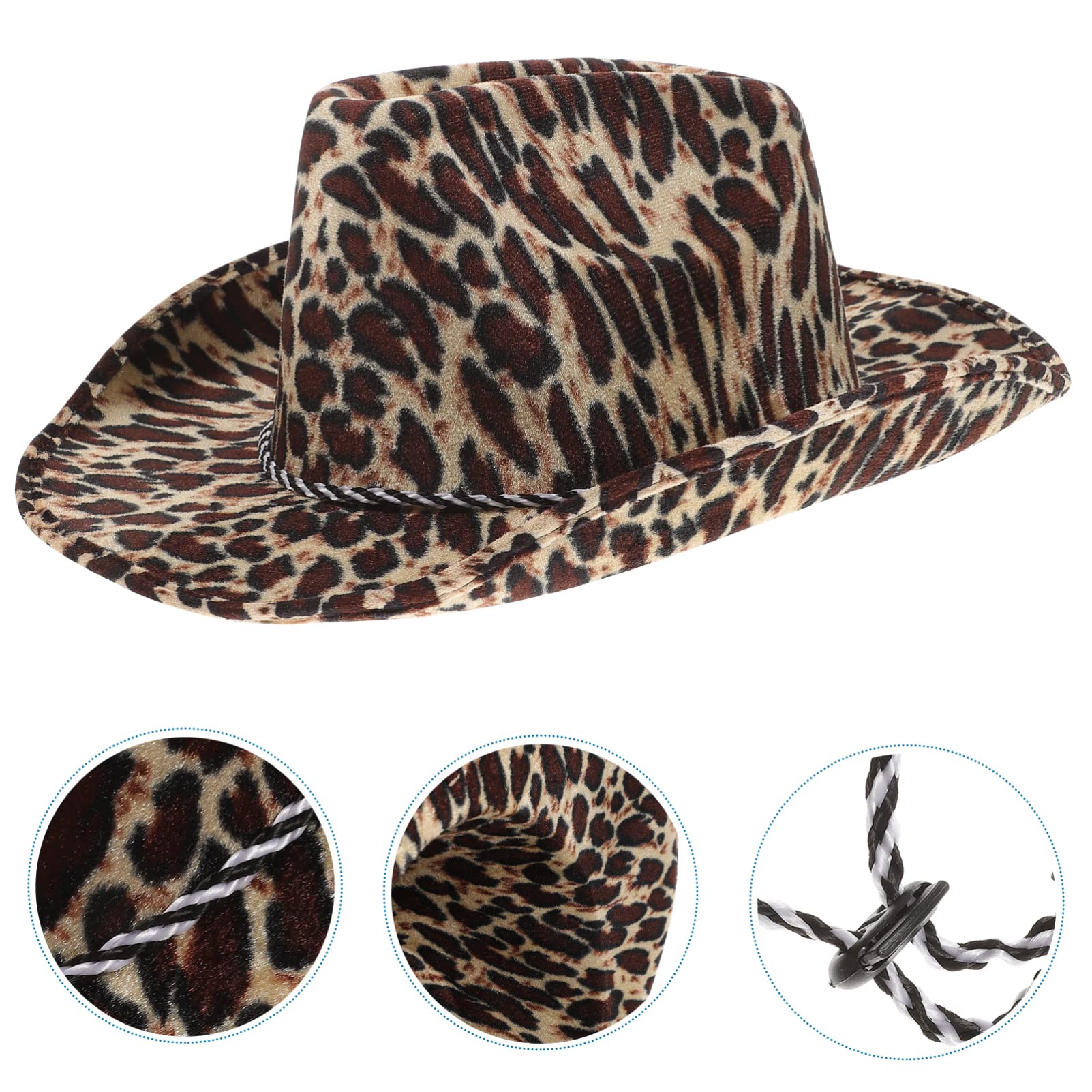Zerodeko Cappello da cowgirl leopardato per uomo e donna, con motivo leopardato, per carnevale, cosplay e spettacoli teatrali