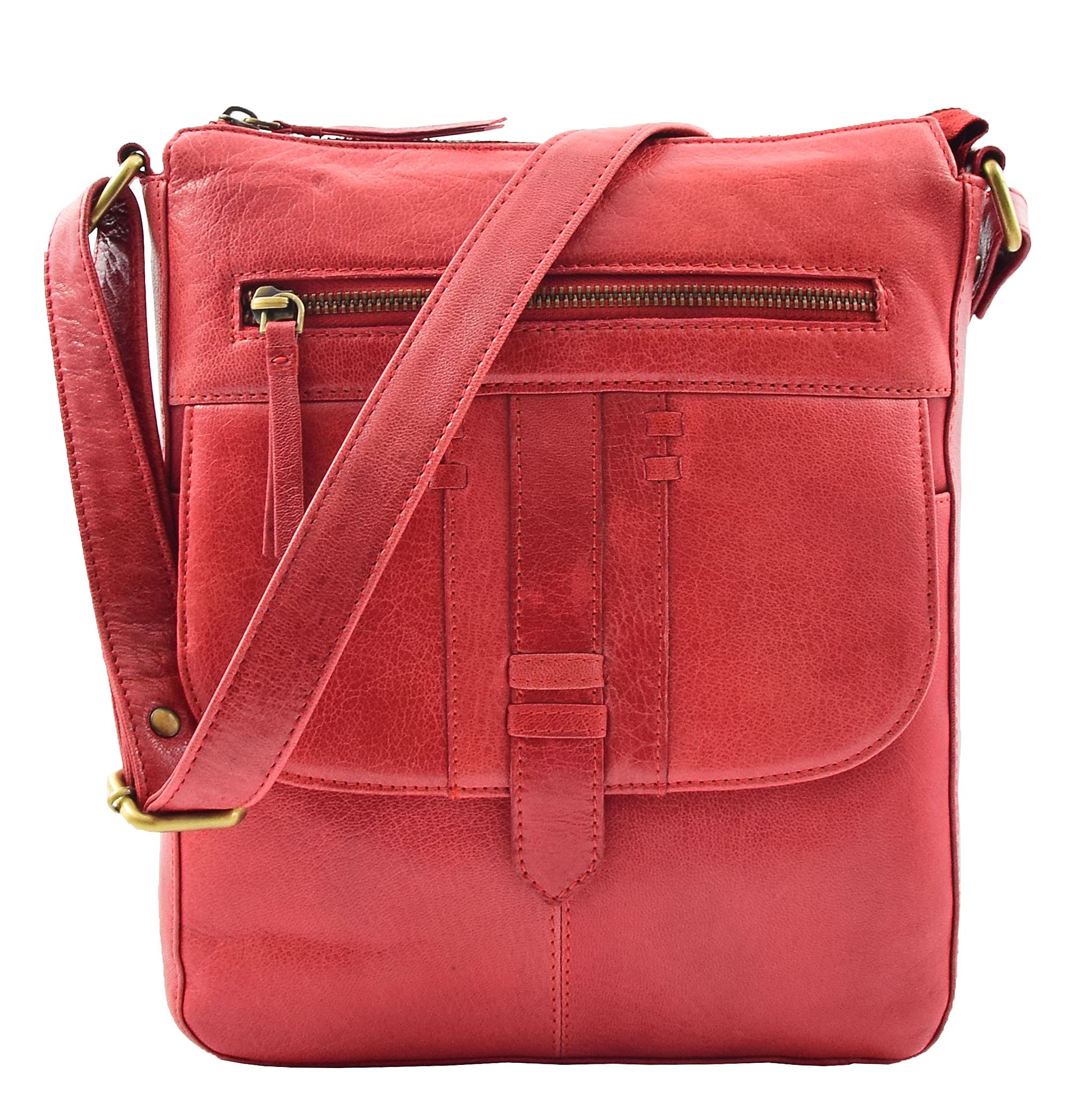 Bolso bandolera de piel para mujer HOL360 rojo bandoleras de cuero 7