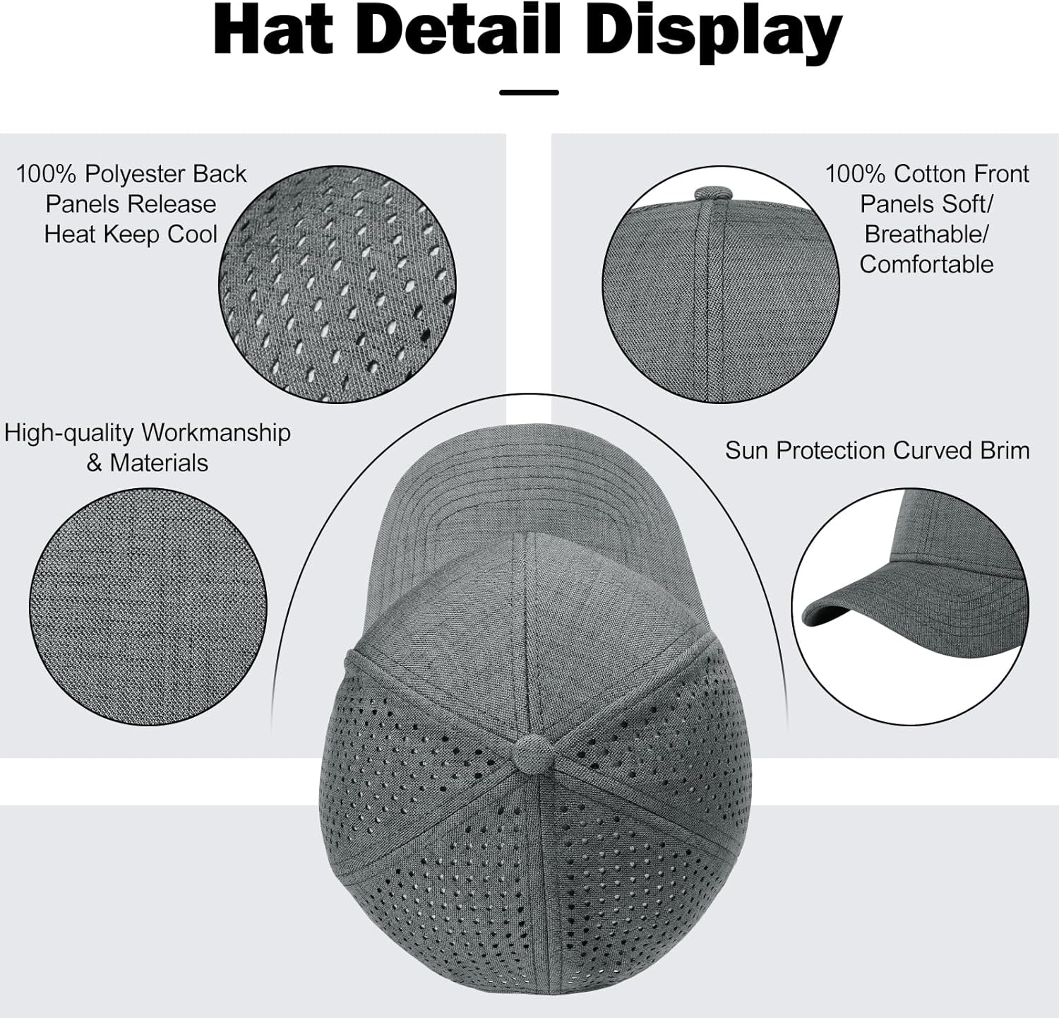 Men's Oversize XXL Baseball Cap Adjustable Performance Snapback Hat Laser Perforated Cap Plus Size for Big Head - Image 5