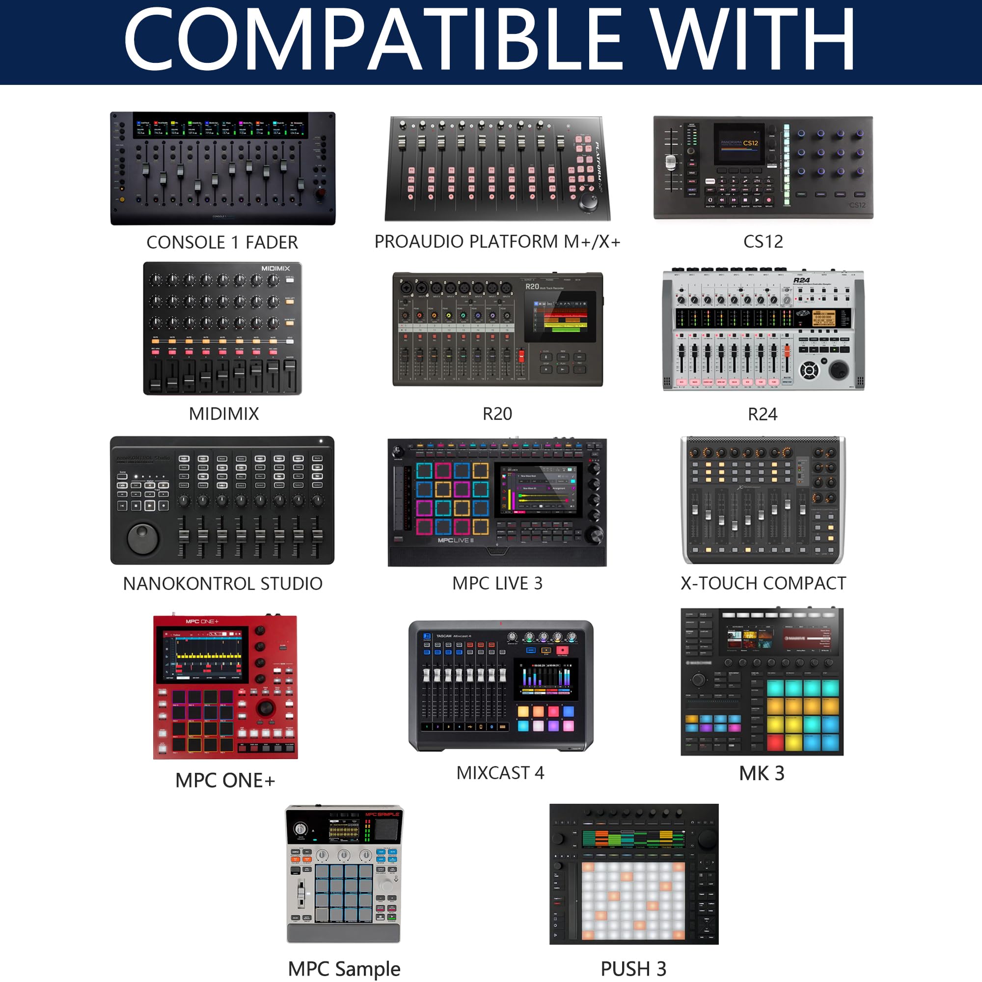 Musiin Home Studio Audio Mixer Stand Alluminio Portatile Pieghevole Supporto Behringer Mixer Drum Controller Strumenti NI Maschine MK3 Base Regolabile Ableton Push3 (Argento)