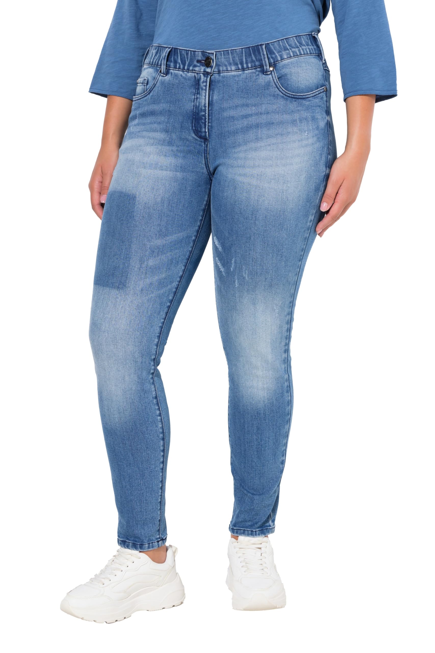 Ulla Popken Damen große Größen Übergrößen Plus Size Jeans Sarah, Spray-Effekte, schmales Bein, Stretch 837275