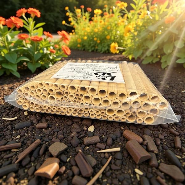 Printin3D Bambus-Niströhren für Wildbienen, 7-12mm Durchmesser, 150mm Länge, 100 Stück Nisthülsen für Insektenhotel, Mauerbienen und Solitärbienen - 2