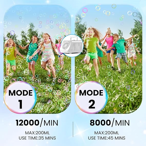 Tecnock Bubble Machine, Automatic Bubble Blower 15000+ Bubbles Per Minute, Bubble Machine for Kids Toddler, Portable Bubble Maker with 2 Speeds, Outdoor Bubble Toys for Parties, Birthday, Wedding