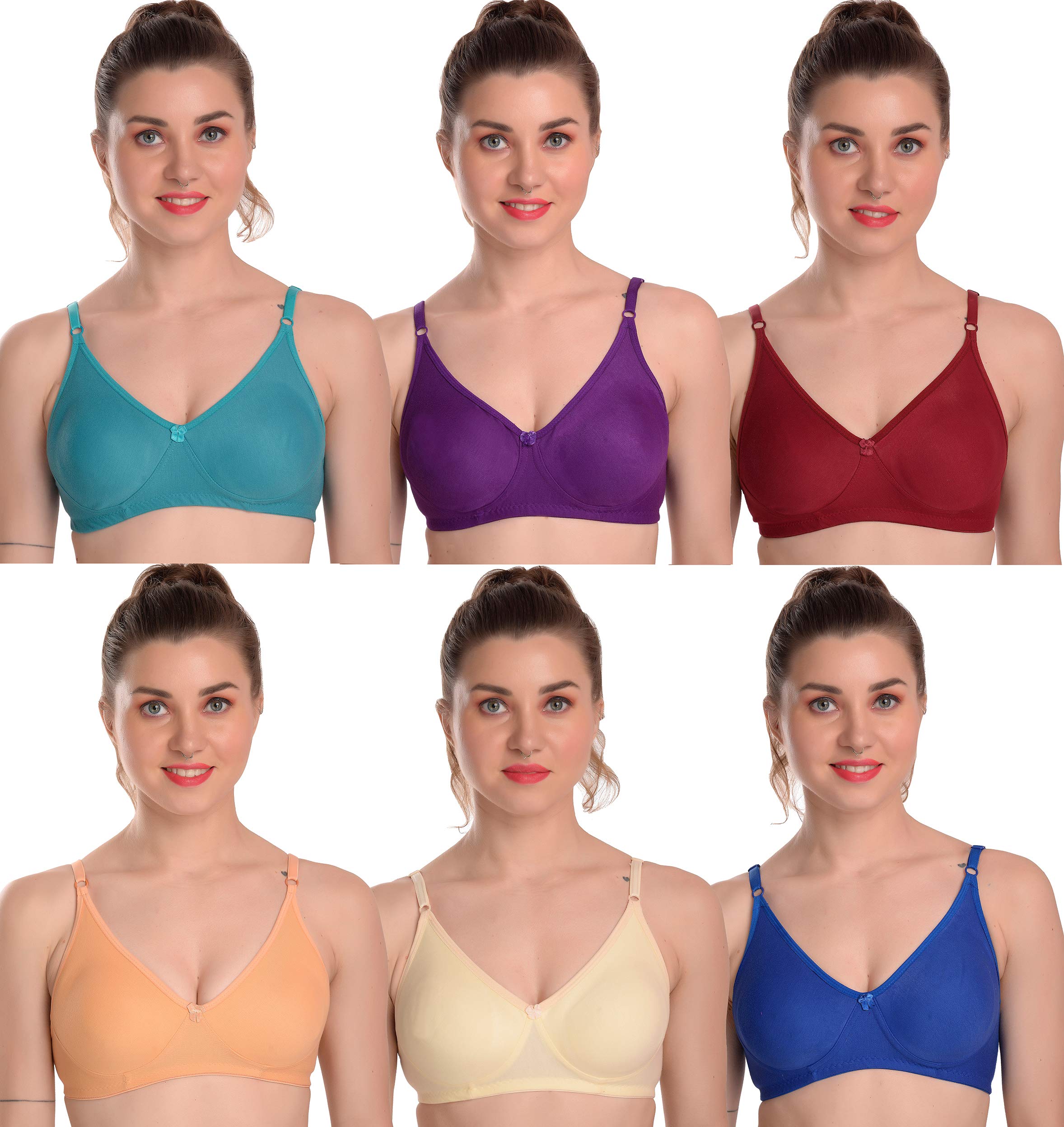 MiEstiloSeamless Cotton Blend Non-Padded T-Shirt Bra for Women