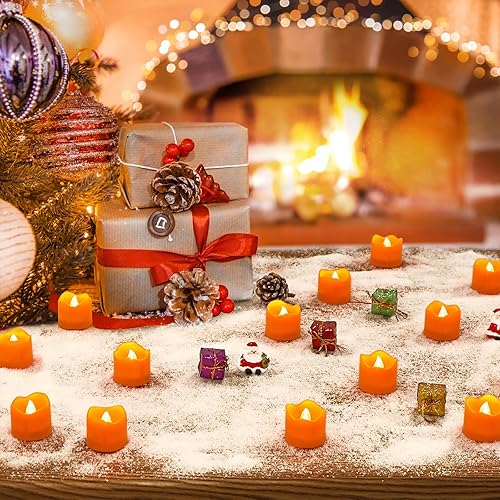 Miniatura 7 de Topstone Vela LED naranja de Halloween con temporizador de 468 H, vela sin llama de control remoto, velas falsas alimentadas por batería, vela