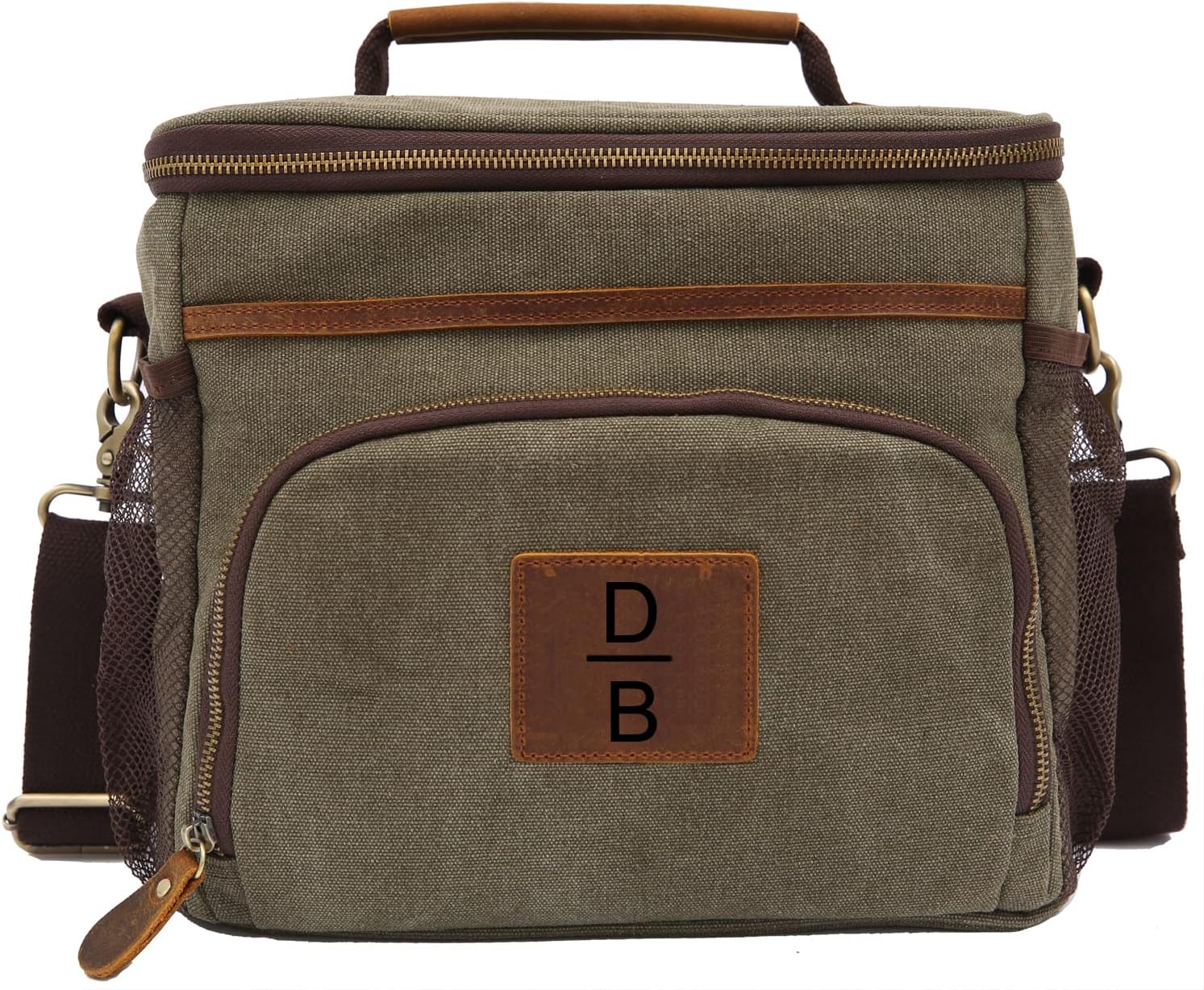 Personalized Insulated Lunch Bag Removable Padded Divider Engraved Leather Canvas Beach Cooler Bag Custom Gift Monogrammed For Men And Women 24-Can (15L) (for customization)
