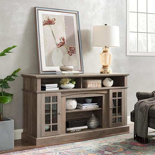 Miniatura 3 de Soporte de TV de granja de 58 pulgadas, centro de entretenimiento con gabinete de almacenamiento, estantes ajustables, consola de TV multimedia para