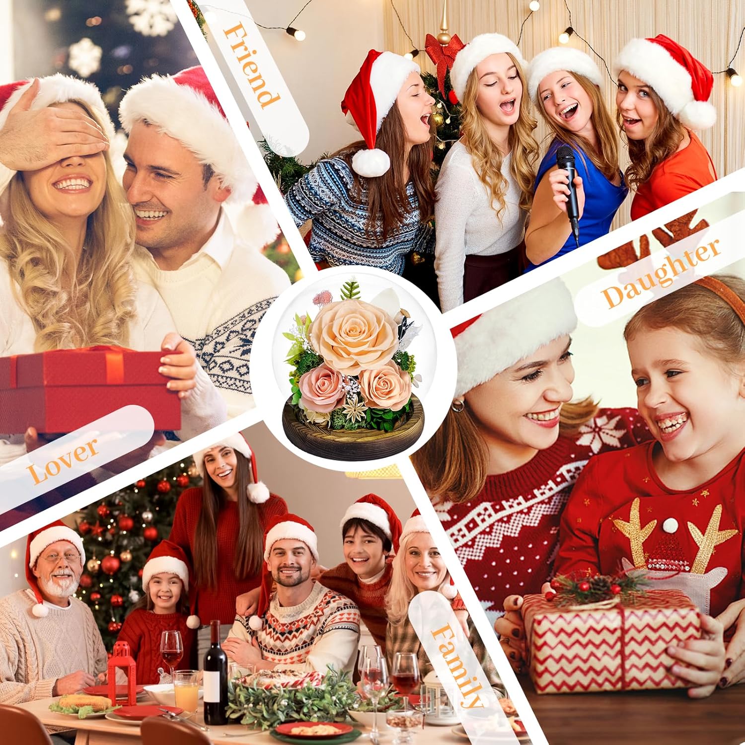 Preserved Roses Forever Flowers in Glass - Birthday Gifts for Women Mom, Real Flowers for Delivery Prime | Rose Gift for Grandma Wife Sister Friend (Mix Champagne) - Image 6