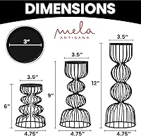 Vista 2 de Lainon Portavelas para velas de pilar (negro, juego de 3) – Juego de portavelas de metal negro hecho a mano – Pilar de metal para centro de mesa