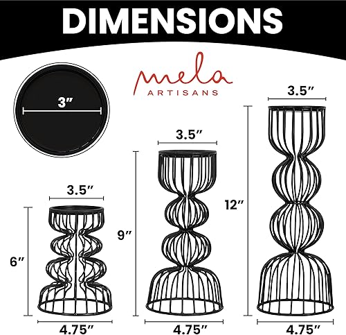 Miniatura 2 de Lainon Portavelas para velas de pilar (negro, juego de 3)  Juego de portavelas de metal negro hecho a mano  Pilar de metal para centro de mesa