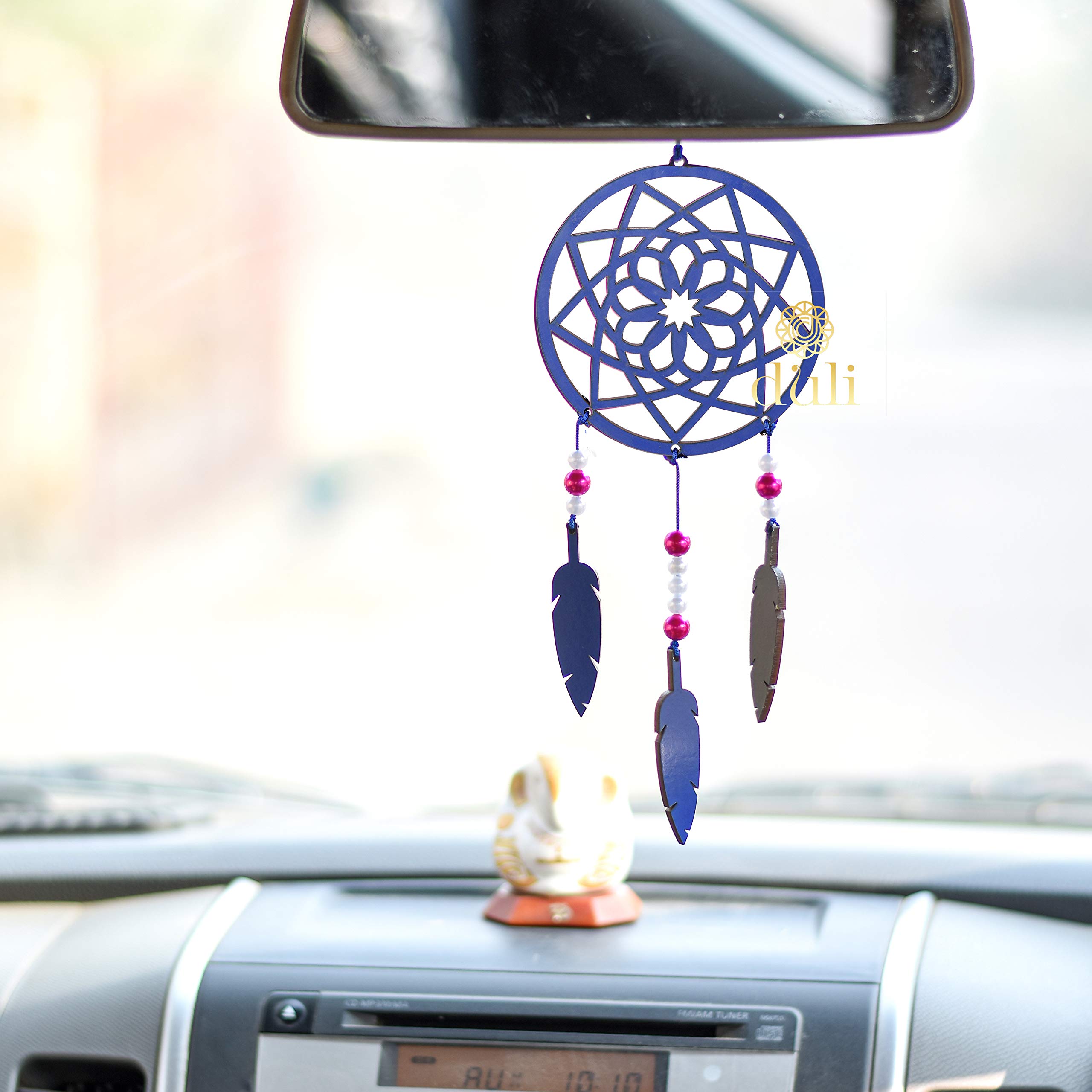 DULI Crescent Moon MDF Windchime Wall Hanging, Car Hanging for Home Decor, Kitchen Decor (Blue Mandala Small)-image-30