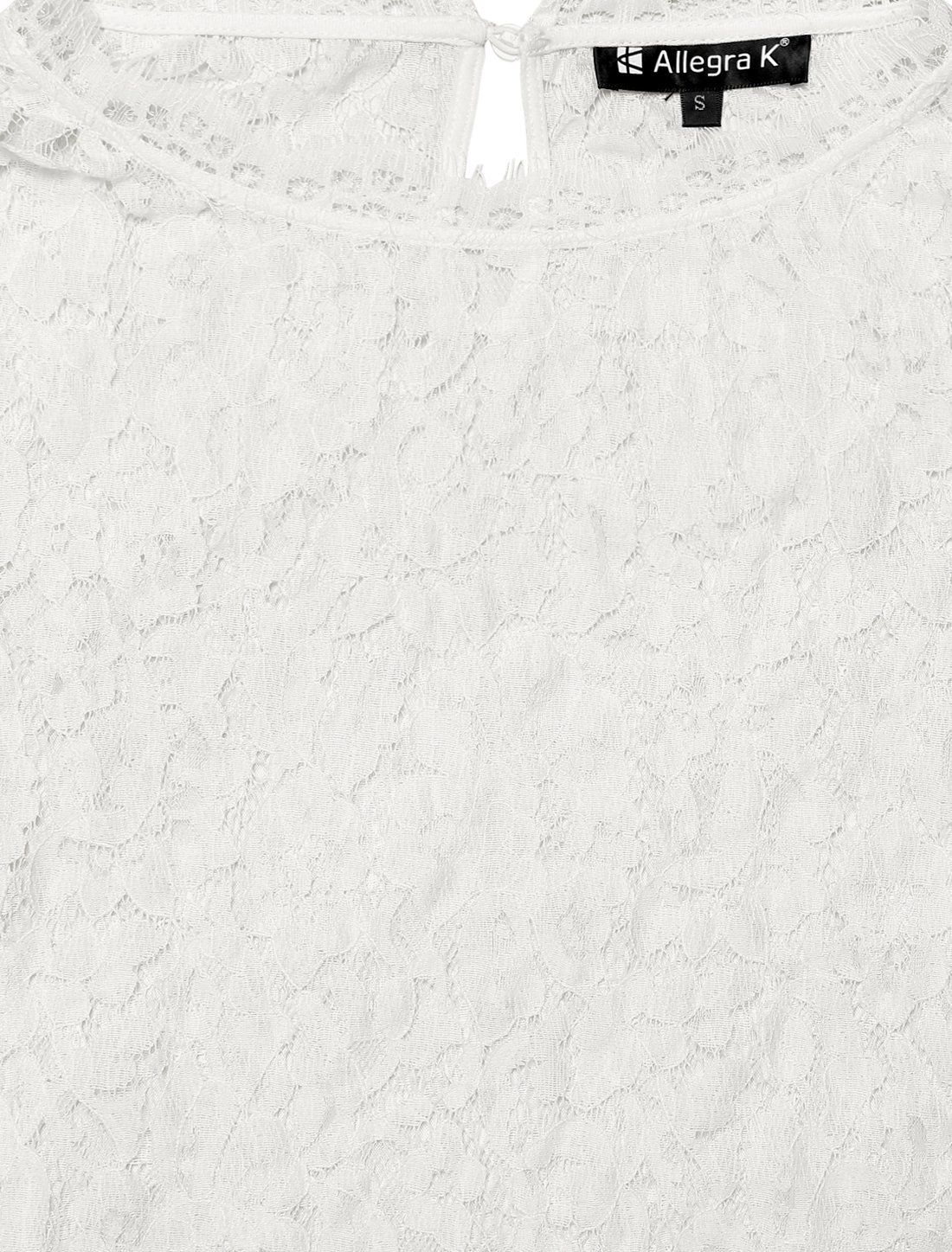 Allegra K Donne Smerlata Trim Manicotti Arricciato Pura Floreale Top Pizzo