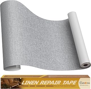 Flicken Selbstklebend Stoff, Cahomo Leinenstoff Patches Selbstklebend, 40x230 cm Leinen Reparatur Patches für Sofa, Autositze, Bootssitze, Bürostuhl, Vorhang - Grau