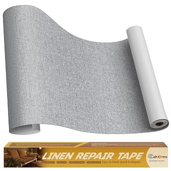 Linen Repair Tape 16x90 inch, Self Adhesive Fabric Patches, Couch Repair Patch Kit, Fabric Repair Tape for Furniture, Sofas, Carpet, DIY, Headboards, Chairs, Pillows, Linen Goods - Medium Grey