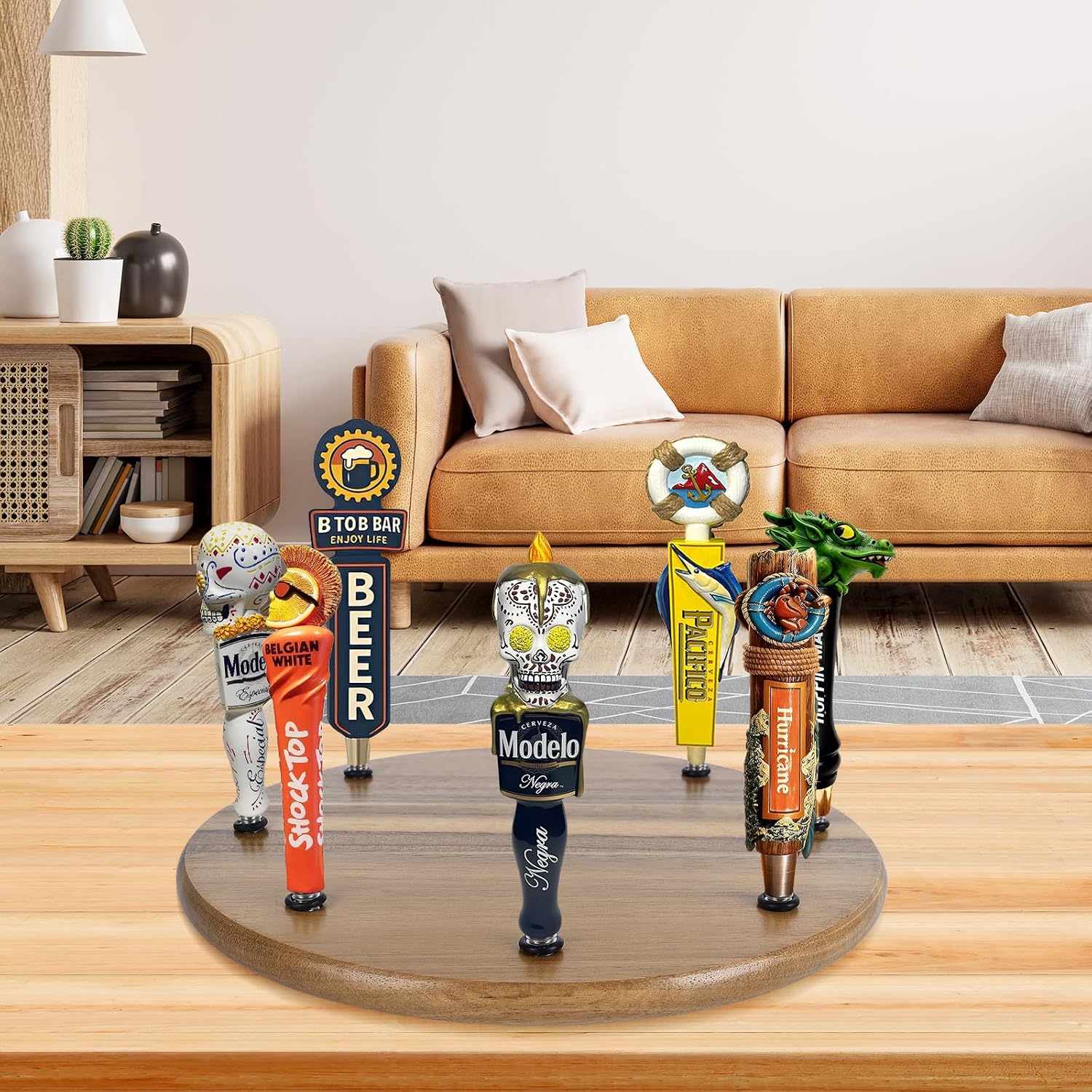 YeeBeny Beer Tap Handle Display, Beer Tap Handle Display Wall Mount for Beer, Whiskey Wine, Boston Wine Bottle Display, Beer Tap Handle Holder with 8 Beer Tap(Only Holder)