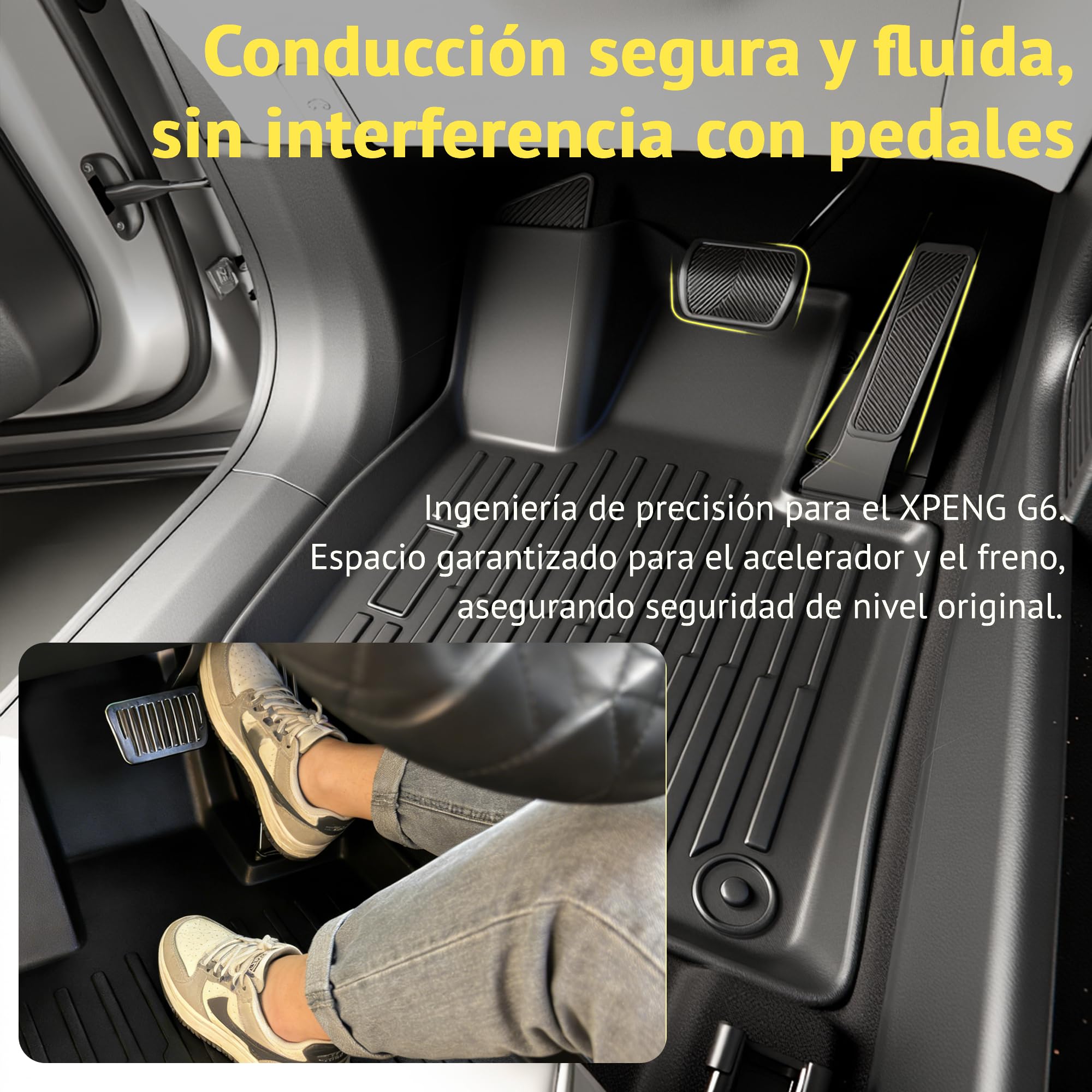 [A Medida para XPENG G6] FOXMOD Alfombrillas de TPE Premium + Alfombrilla Maletero para XPENG G6 2025 2026 – Ajuste, Olor, Antideslizante, Impermeable, Todo Clima, Conducción Segura