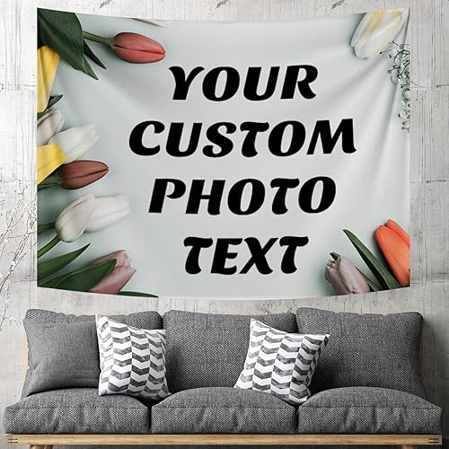 Miniatura 8 de Tapiz personalizado con imágenes de carga personalizada con fotos y textos, tapiz personalizado para colgar en la pared, manta de telón de fondo