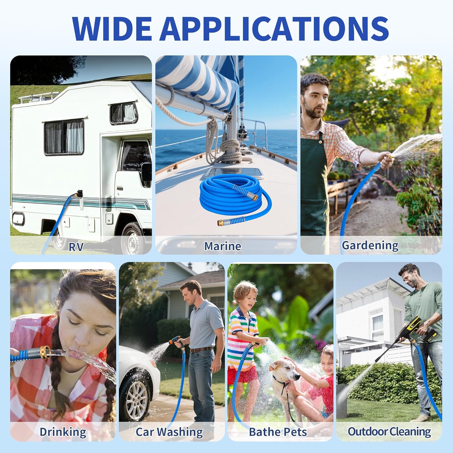 DAVCO RV Drinking Water Hose 12 FT x 5/8" ID, Kink-Free & Lightweight with Strain Relief Ends, 3/4" GHT Solid Brass Fittings, Lead & BPA Free for Travel Trailer, Camper, Marine, Garden & Car