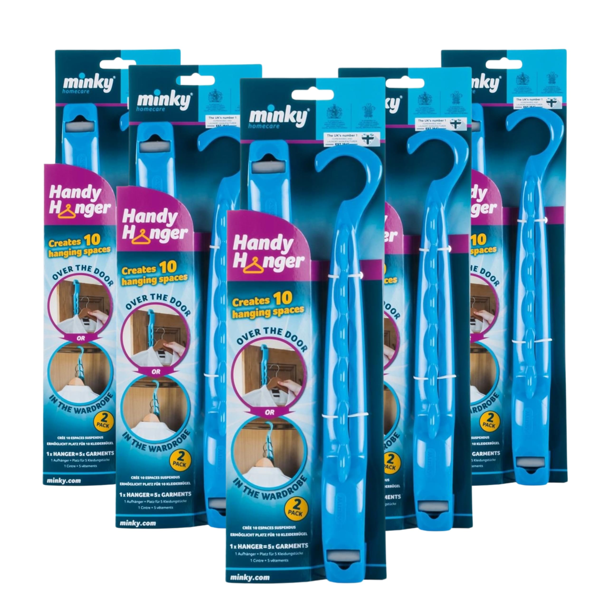 Minky Blue Handy Hangers Pack Of 10, Space Saving Hangers For Closet Organiser, Wardrobe Storage Organiser, Closet Organizers And Storage (10)