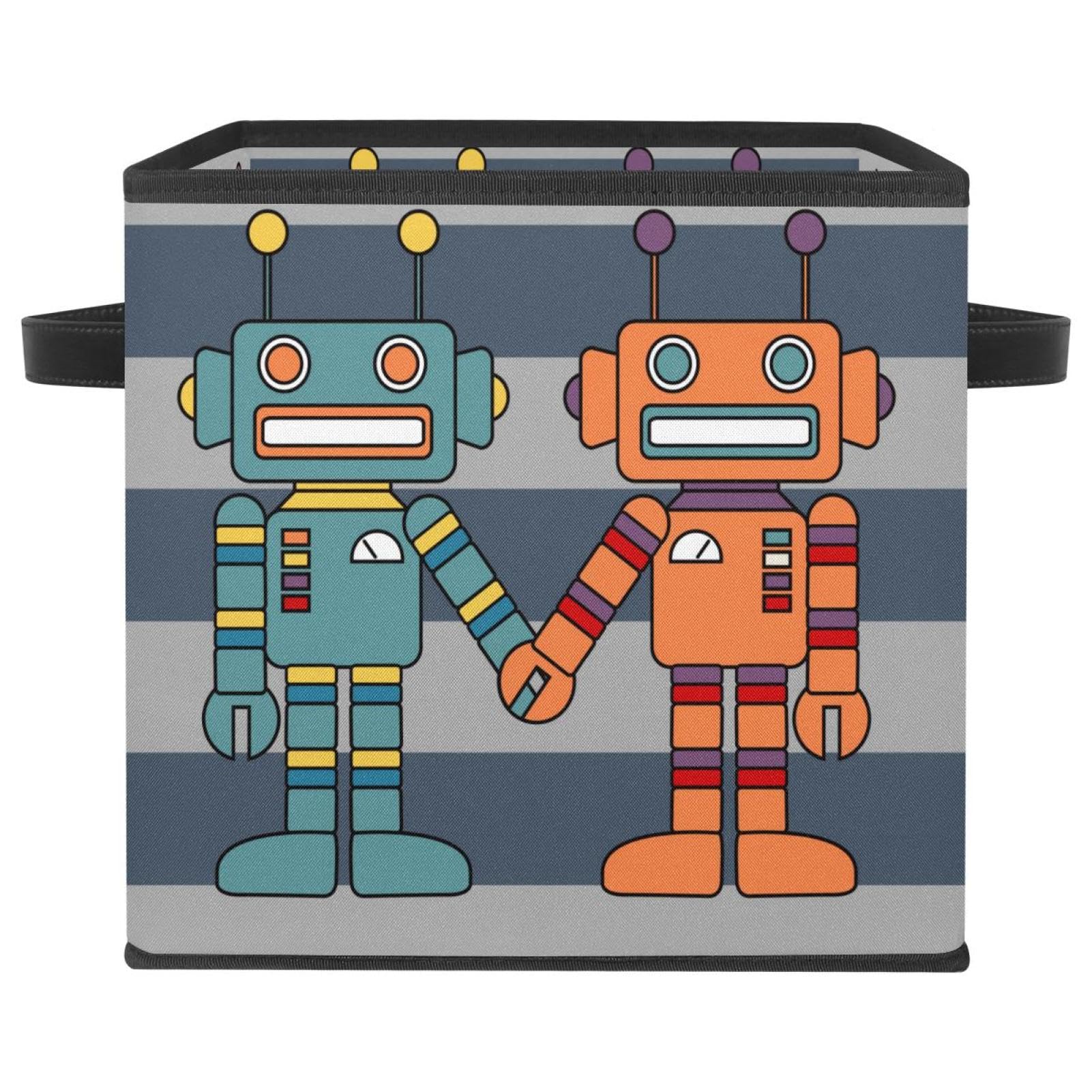 Boîte de rangement pliable cube en tissu motif robot pour chambre d'enfant