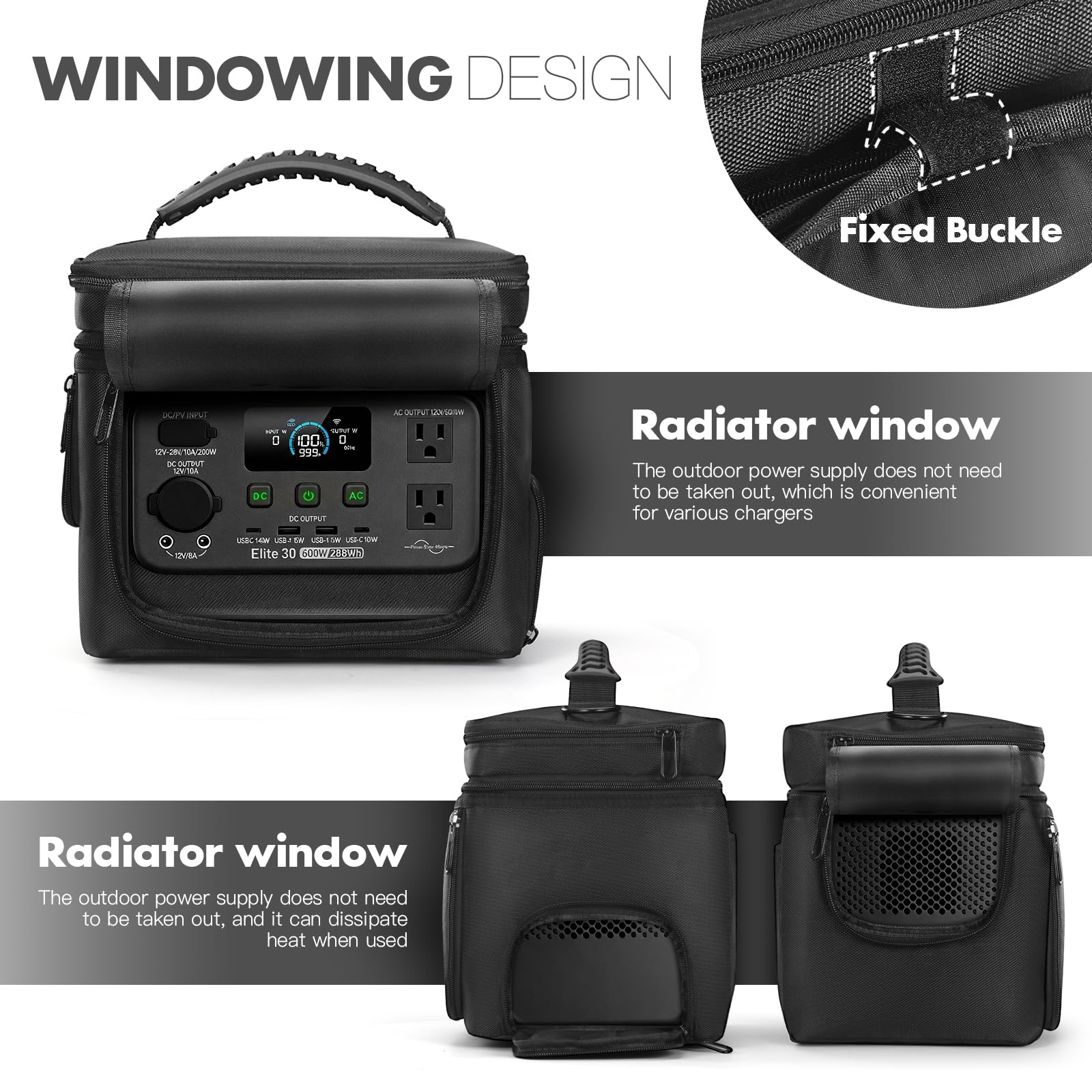 Custodia da trasporto compatibile con BLUETTI Elite 30 V2/EB3A Power Station portatile con tasche multiple e tracolla